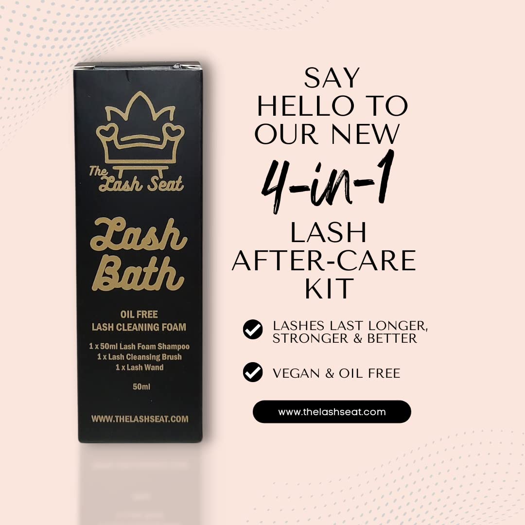 VEGAN Lash Cleanser 4-in-1 After-Care Kit | Sensitive Makeup Remover Foam with Premium Lash Wand & Cleaning Brush | Oil-Free, UK Made | Safe for All Eyelash Extensions | Perfect for Salon & Home Use | Gentle Daily Lash Care Routine