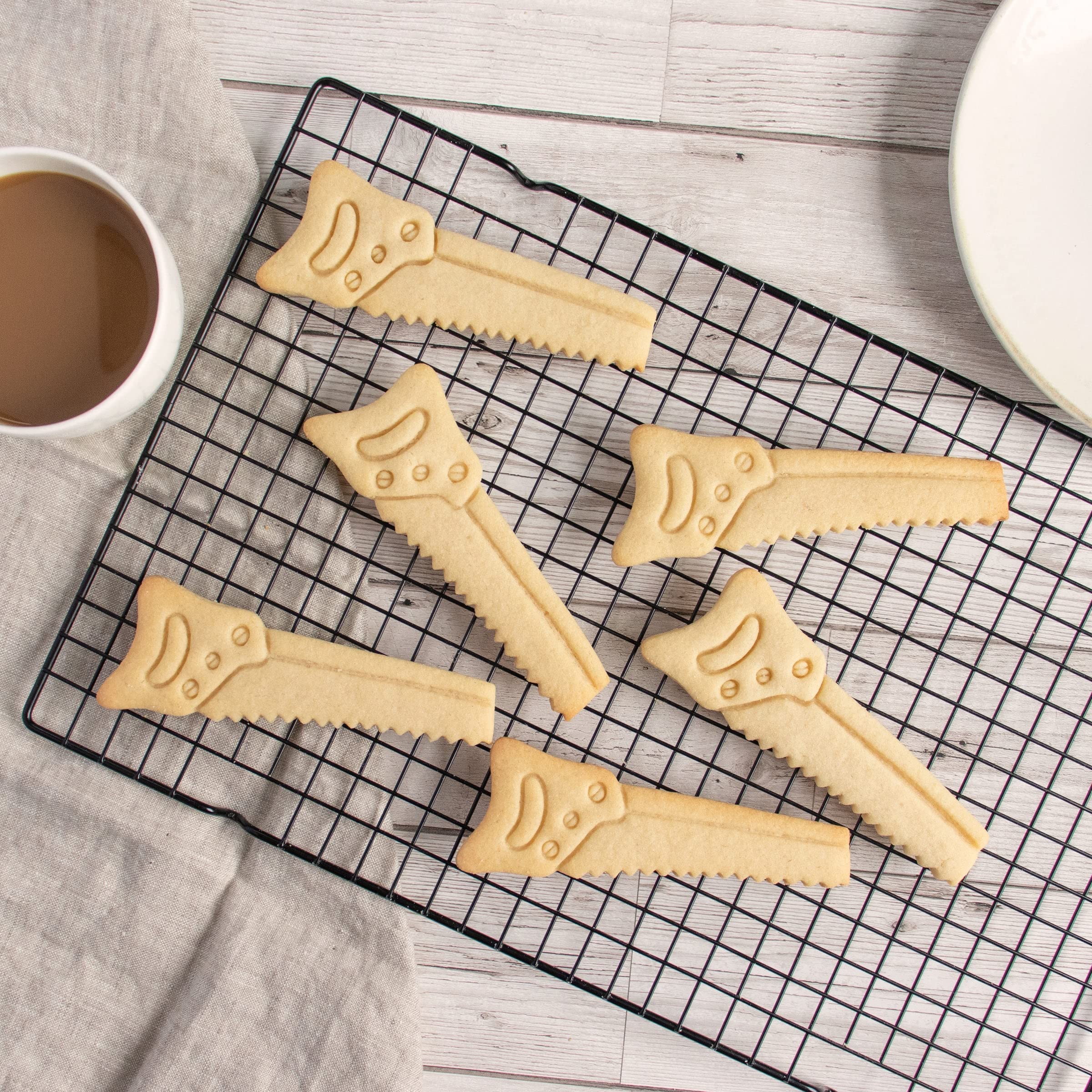 Bakerlogy Hand Saw Cookie Cutter - 1 Piece Stainless Steel Baking Tool for DIY Cookies, Gingerbread Men & Holiday Treats | Perfect for Christmas, Halloween & Baking Parties