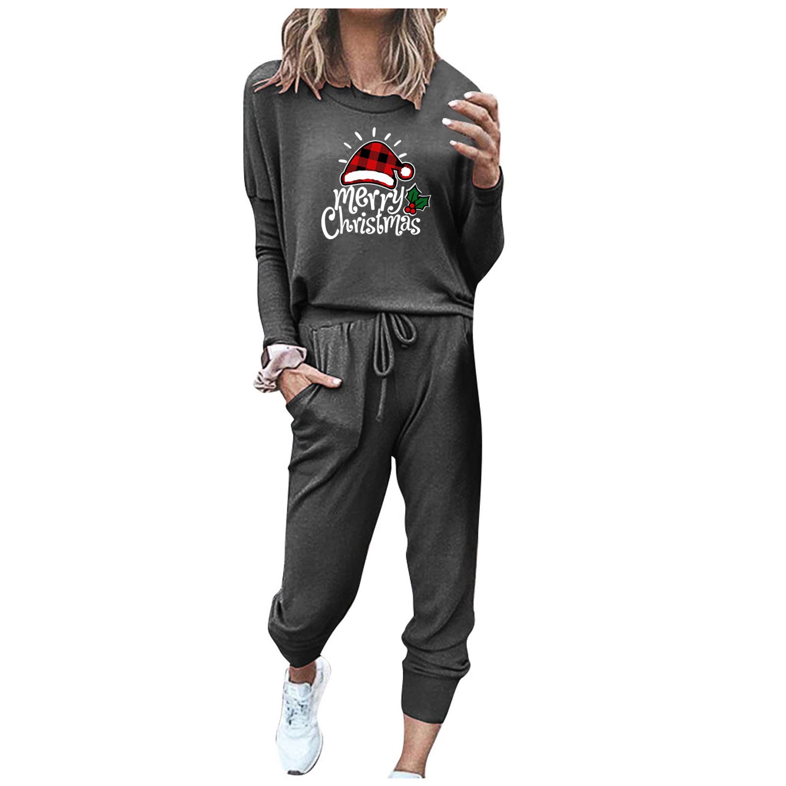 Women's 2-Piece Sweatsuit Set - Cozy Christmas Lounge Wear & Jogging Outfit | Soft Tracksuit for Women | Perfect for Holiday Gatherings, Home Relaxation & Gym Workouts