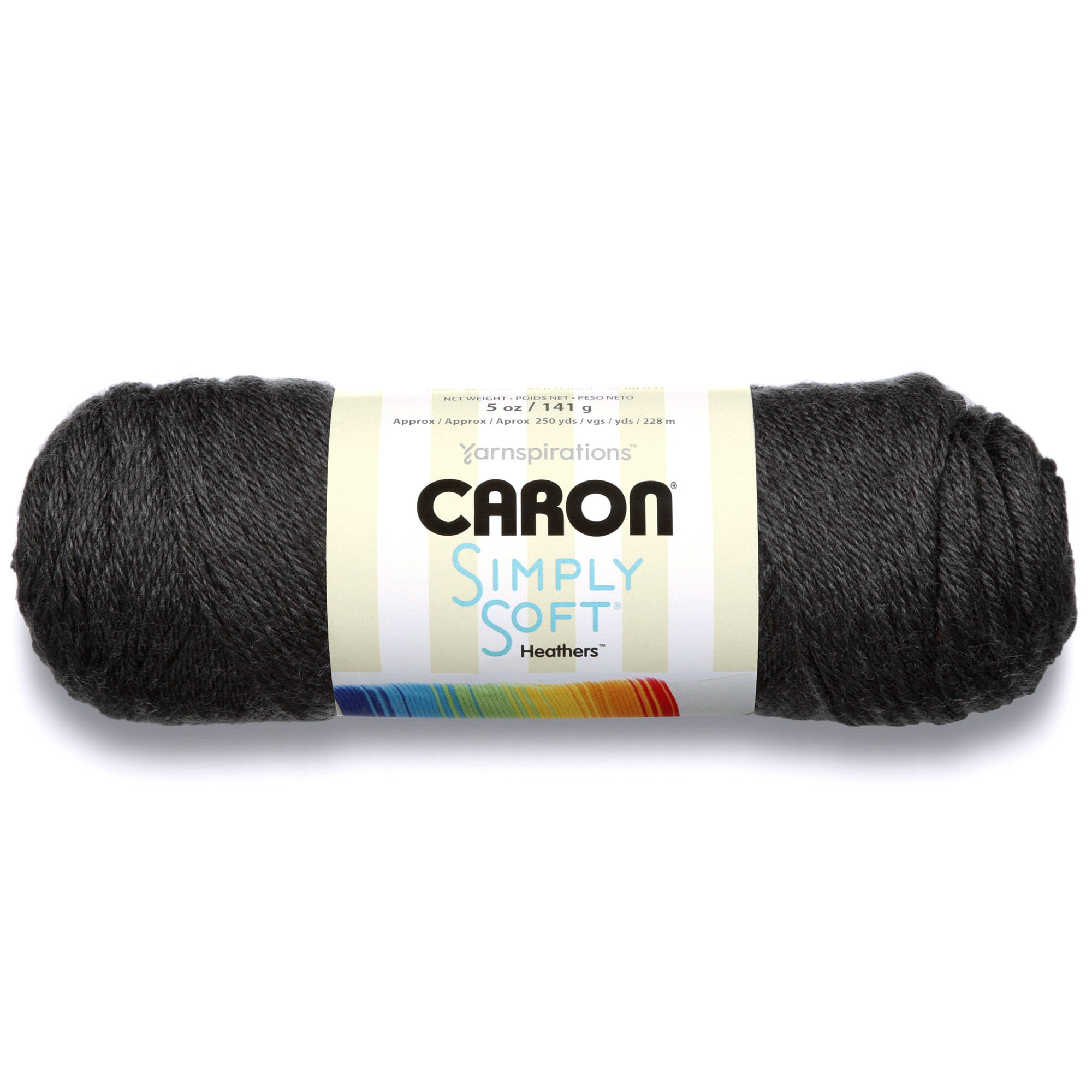 Caron Simply Soft Heathers Yarn - 5 oz Charcoal Heather Yarn Ball | Premium Soft Acrylic Knitting Yarn for Crochet, Baby Blankets & Scarves