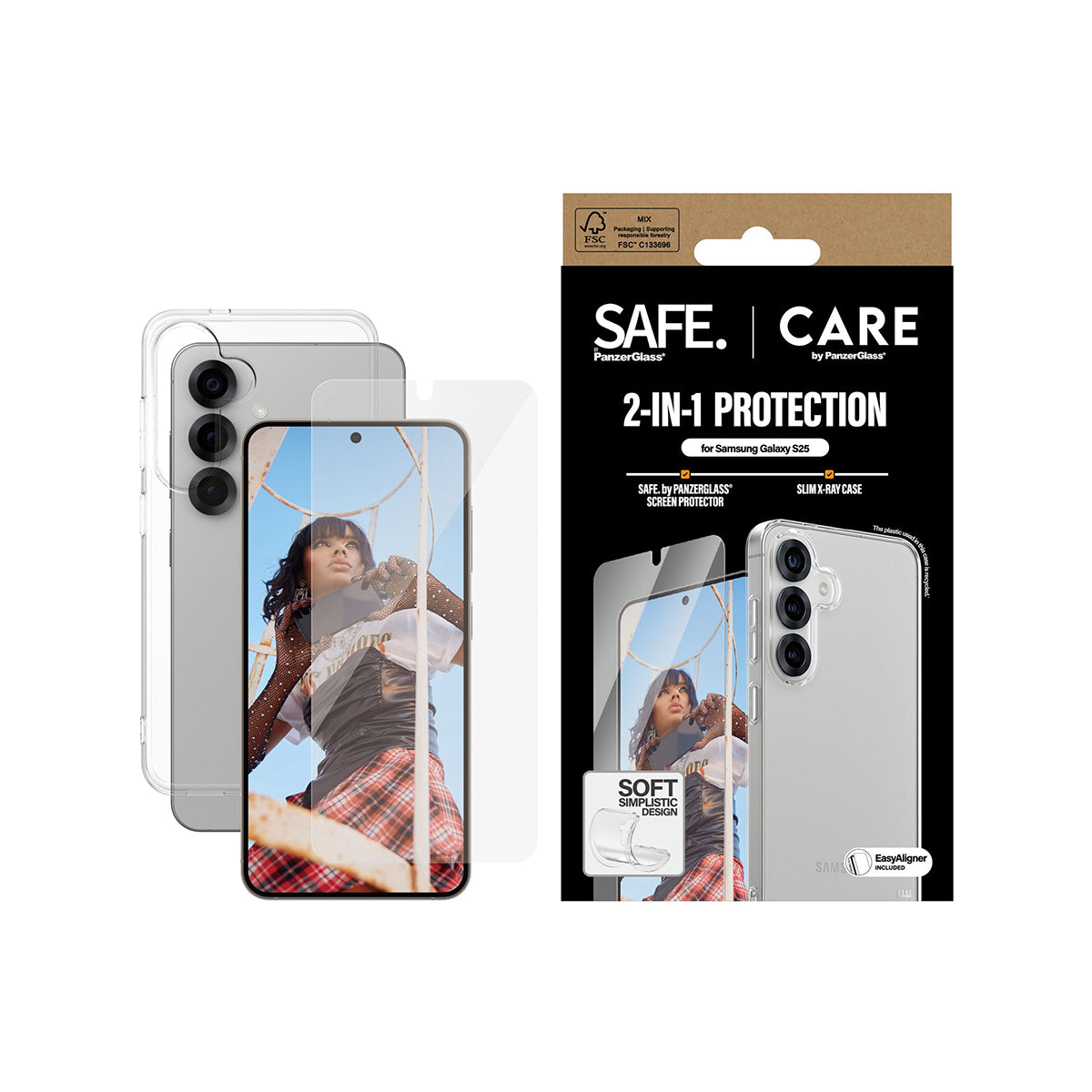 Panzer Fashion 2-in-1 Phone Case & Screen Protector Bundle for Samsung Galaxy S25 - Shockproof Protective Cover with Tempered Glass - Perfect for Work, Travel & Everyday Use