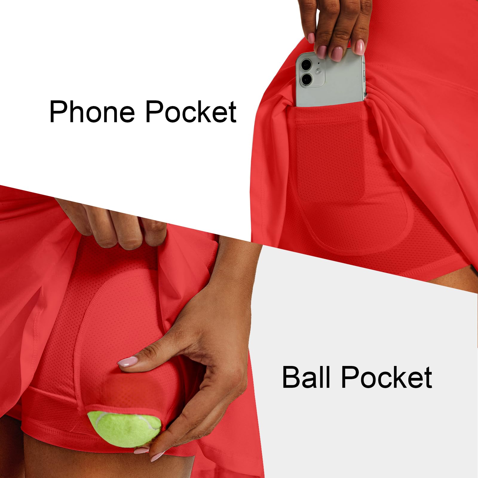 Women's High Waist Pleated Tennis Skirt - Lightweight Athletic Golf Skorts with 4 Pockets - Perfect for Tennis, Golf, Running & Casual Wear