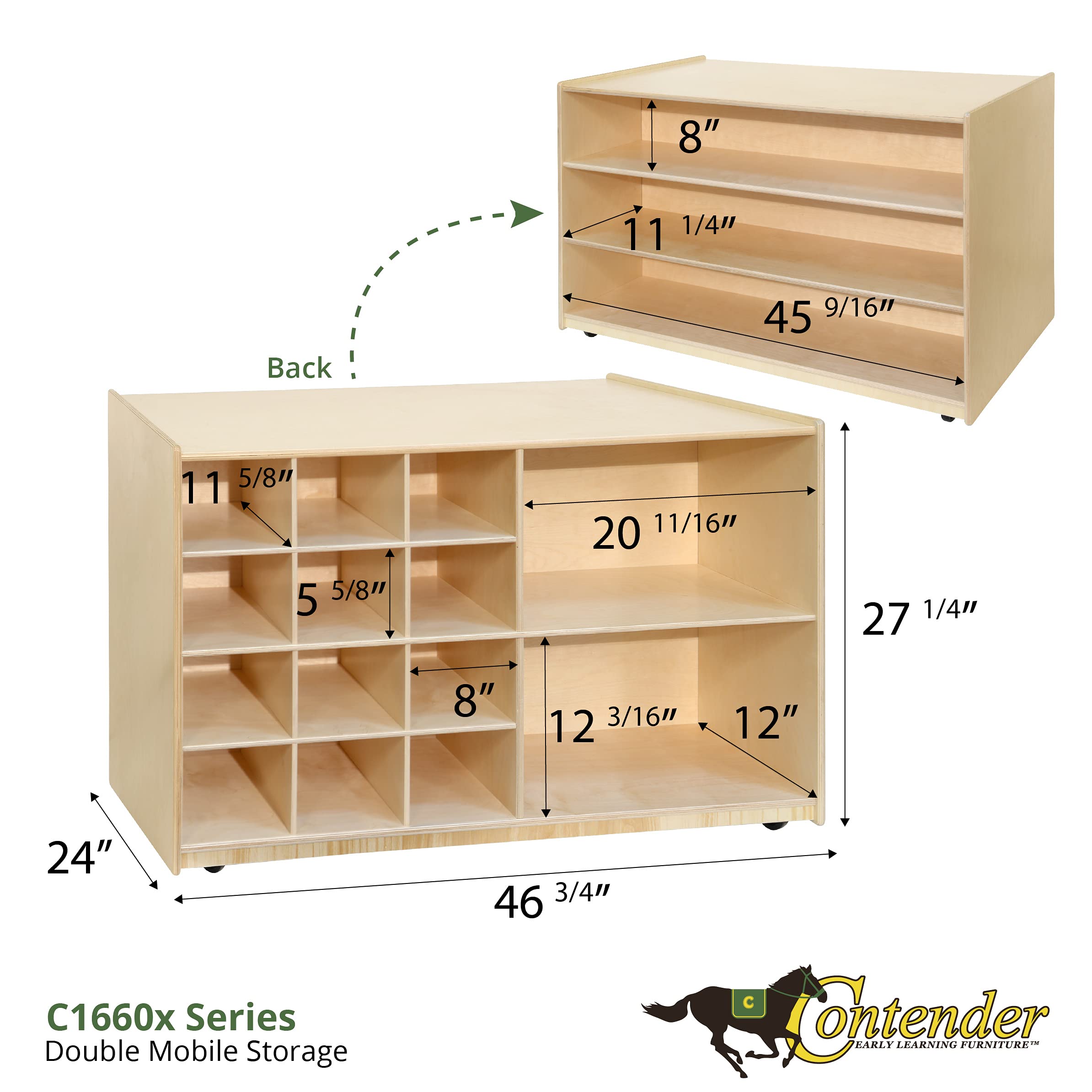 Contender Multi Storage Island Unit with 12 Cubbies & 3 Shelves - Natural Wood Organizer for Books, Art Supplies, Craft Storage | Kids Room, Classroom & Home Office Organization Solution