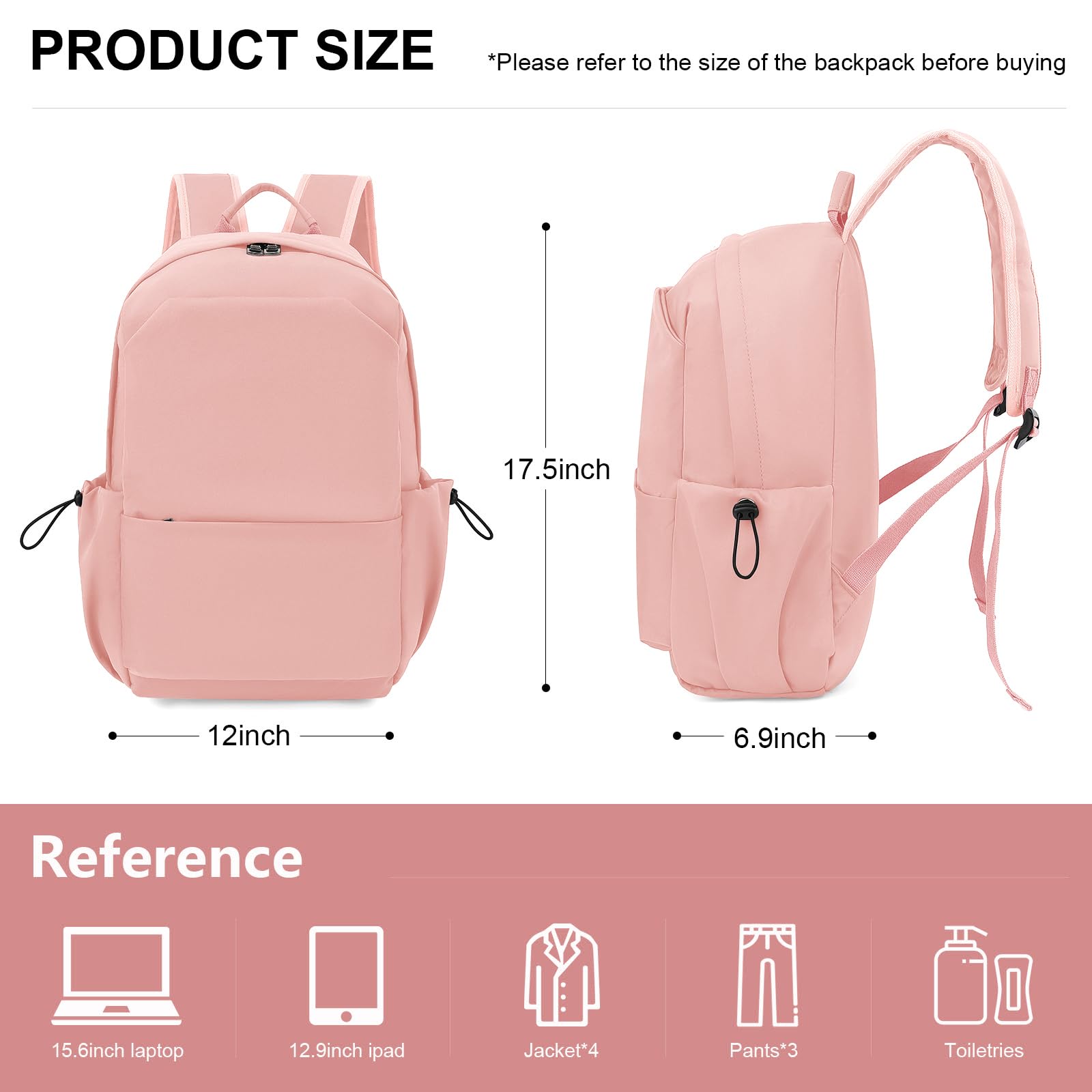 YGR Lightweight Waterproof Laptop Backpack for Women & Men, 15.6 Inch Travel Rucksack, College Computer Bag in Pink - Perfect for Daily Commute, School, and Office Use
