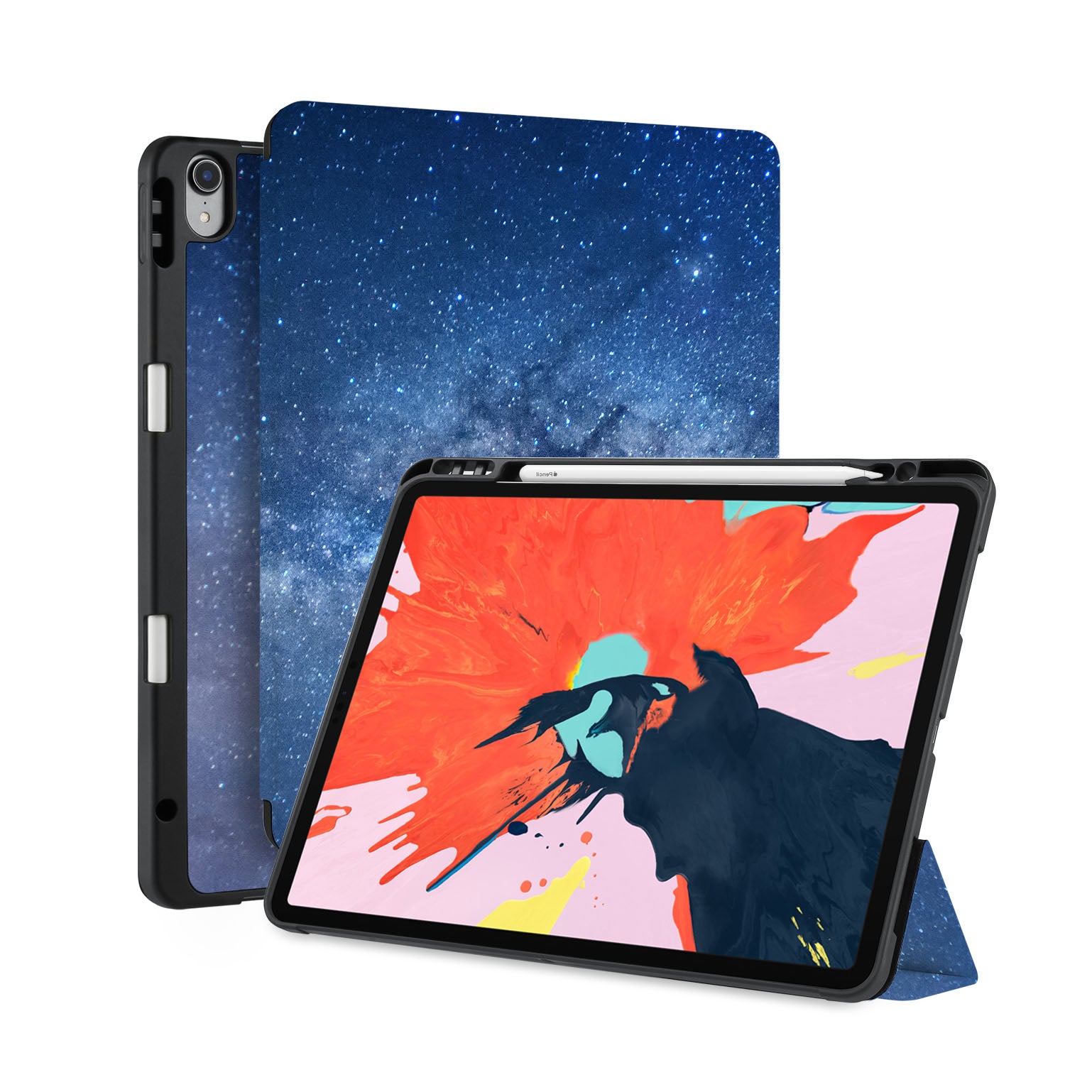 Starry Night iPad Trifold Case - Slim Protective Cover with Auto Sleep/Wake for iPad Pro/Air/Mini - Perfect for Work, Travel & Home Use