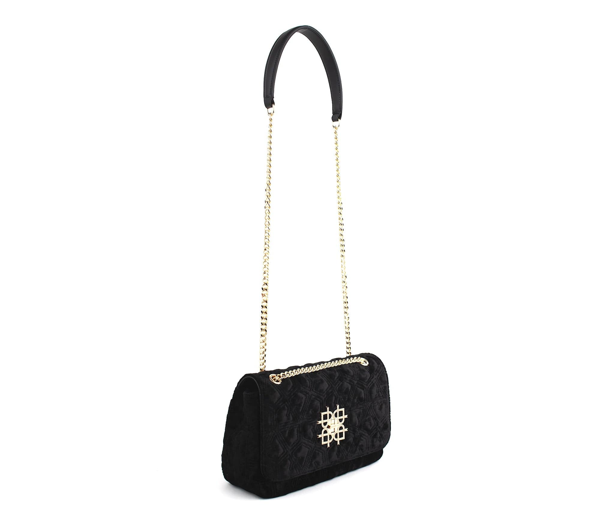 Broadway Vegan Velvet Jacquard Shoulder Bag for Women - Elegant Black Crossbody Purse | Perfect for Work, Travel & Evening Events