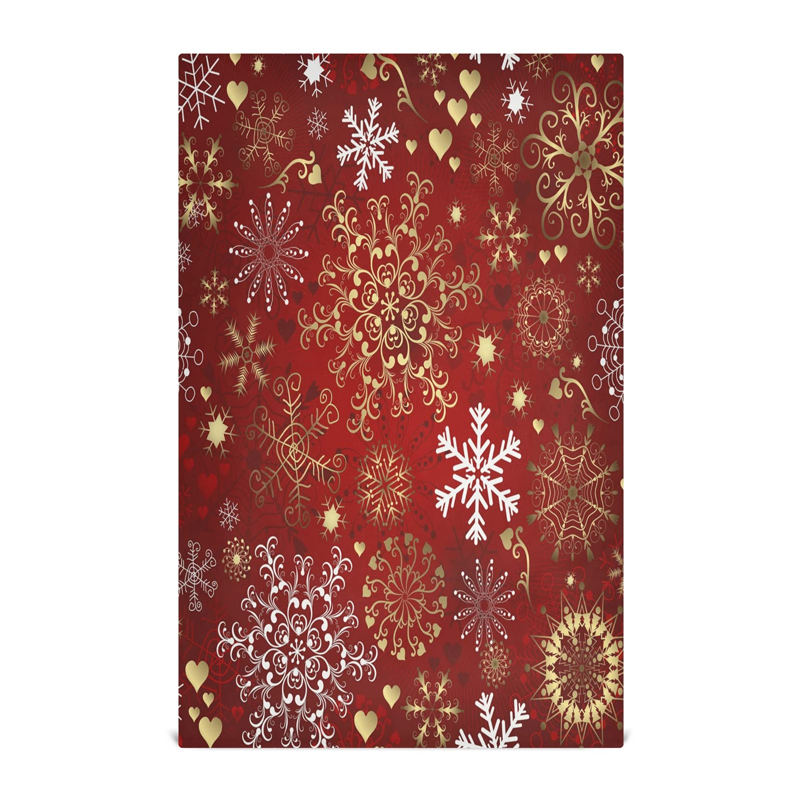 ALAZA Red Gold Snowflakes Christmas Decorative Kitchen Dish Towels Set of 6 - Soft, Absorbent 18x28 Inch Hand Towels & Dishcloths for Holiday Cleaning, Baking & Festive Home Decor