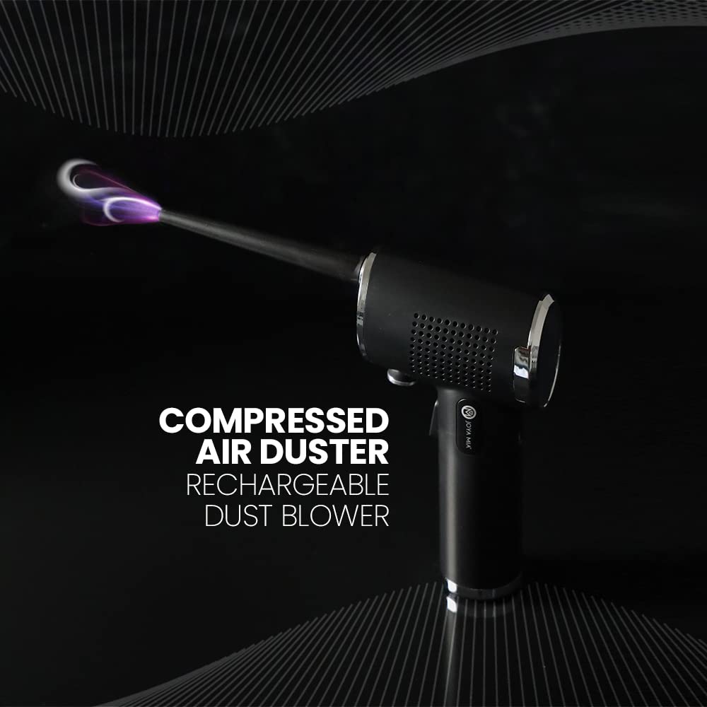 O2 Flow Cordless Air Duster - 35000 RPM Electric Air Blower for Computer, Keyboard & Electronics Cleaning | Reusable Dust Destroyer with 9000mAh Battery | Perfect for PC Maintenance, Office Equipment & Home Appliances Cleaning