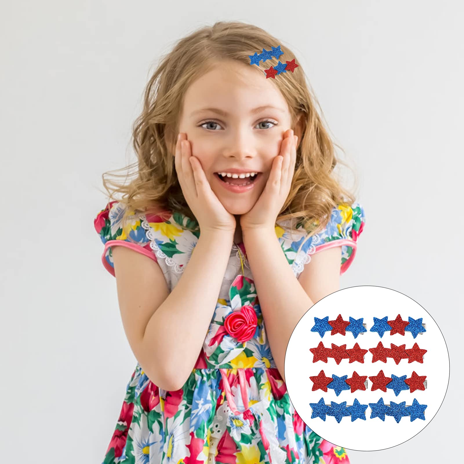Beaupretty 8Pcs Star Hair Clips - Cute Star Shaped Hair Pins for Girls, Women | Hair Accessories for Birthday Party, Daily Wear, Independence Day, Festival | Perfect Gift for Kids & Teens (5X1.5X1.5CM) | Great for School, Cosplay, Photo Shoots & Special Occasions