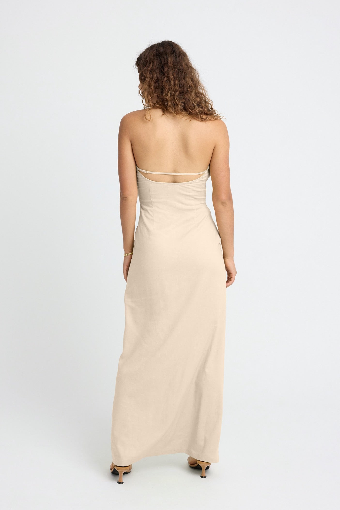 Dani Linen Halter Dress for Women - Breathable Summer Coconut Color Sundress - Perfect for Beach Vacations, Pool Parties & Date Nights