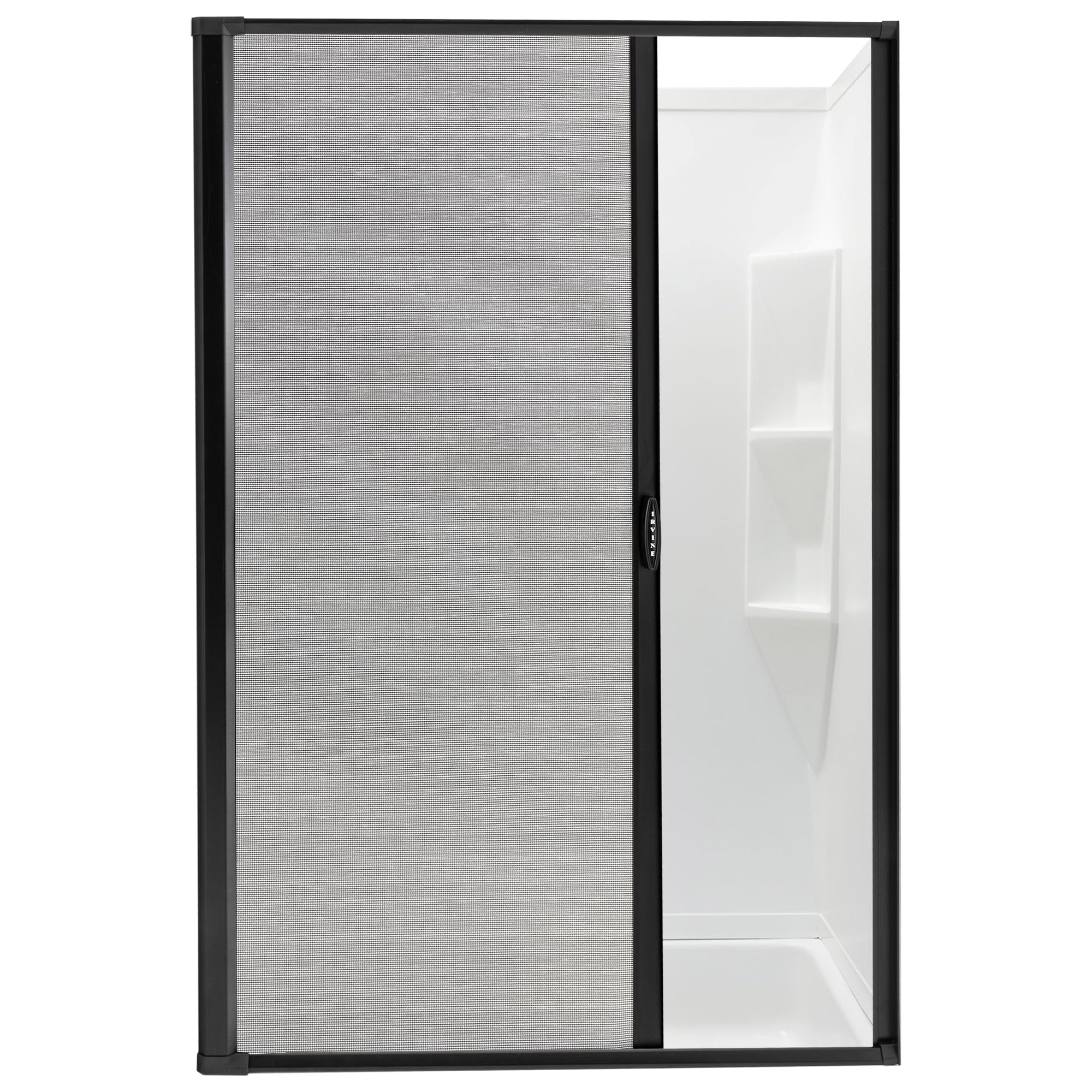 RecPro RV Retractable Rolling Shower Door Replacement - Woven Mesh with Vinyl (Black, 36