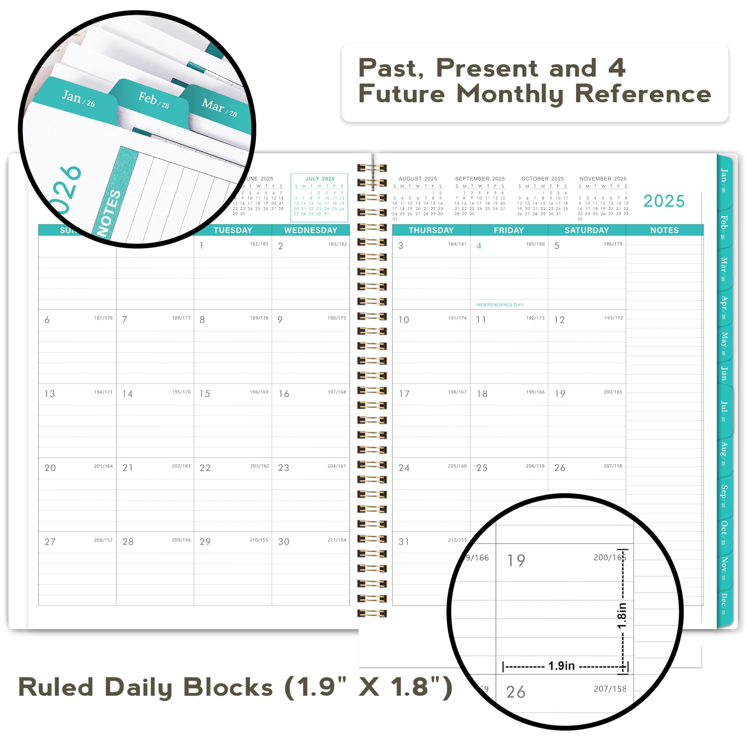 2025-2026 Monthly Planner with Tabs & Inner Pocket - July 2025 to December 2026 Calendar Organizer, 8.5