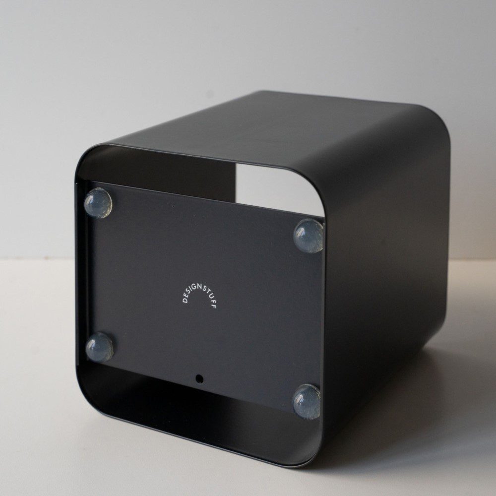 DESIGNSTUFF Square Tissue Box with Metal Lid - Black & Black | Modern Home Decor for Living Room, Bedroom, or Office