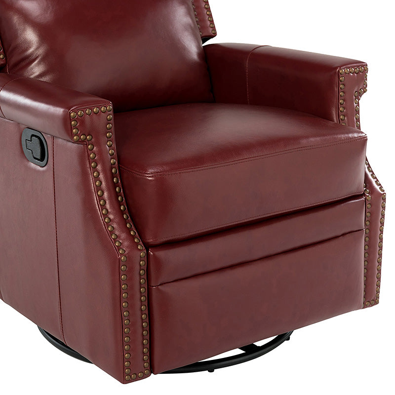 Canace Modern Genuine Leather Manual Glider Rocker Recliner Chair - Comfortable Swivel Lounge Chair for Living Room, Nursery, and Office Relaxation