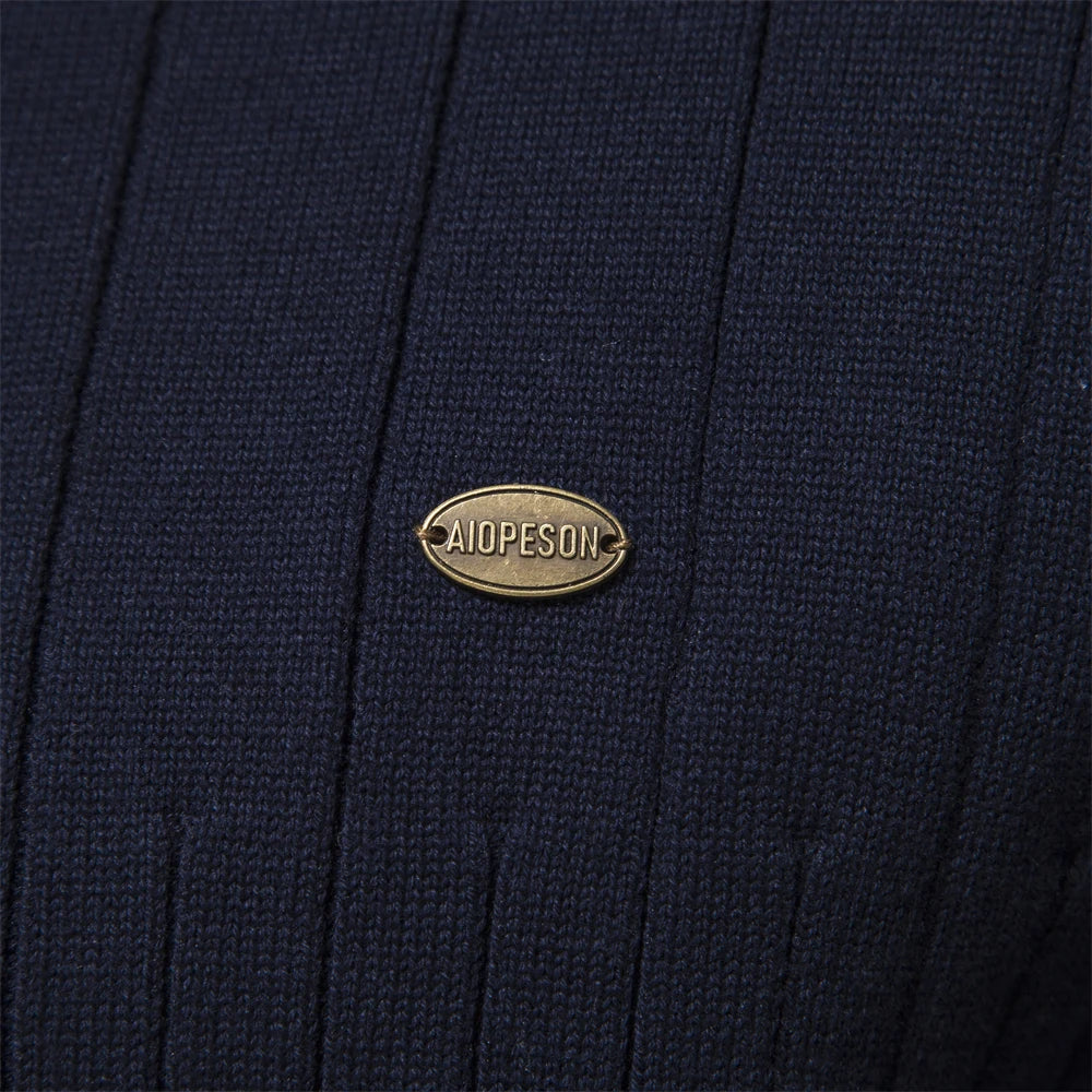 Men's Autumn Winter Cotton Knit Stand Collar Zipper Pullover Sweater - High Quality Warm Casual Wear for Outdoor & Office