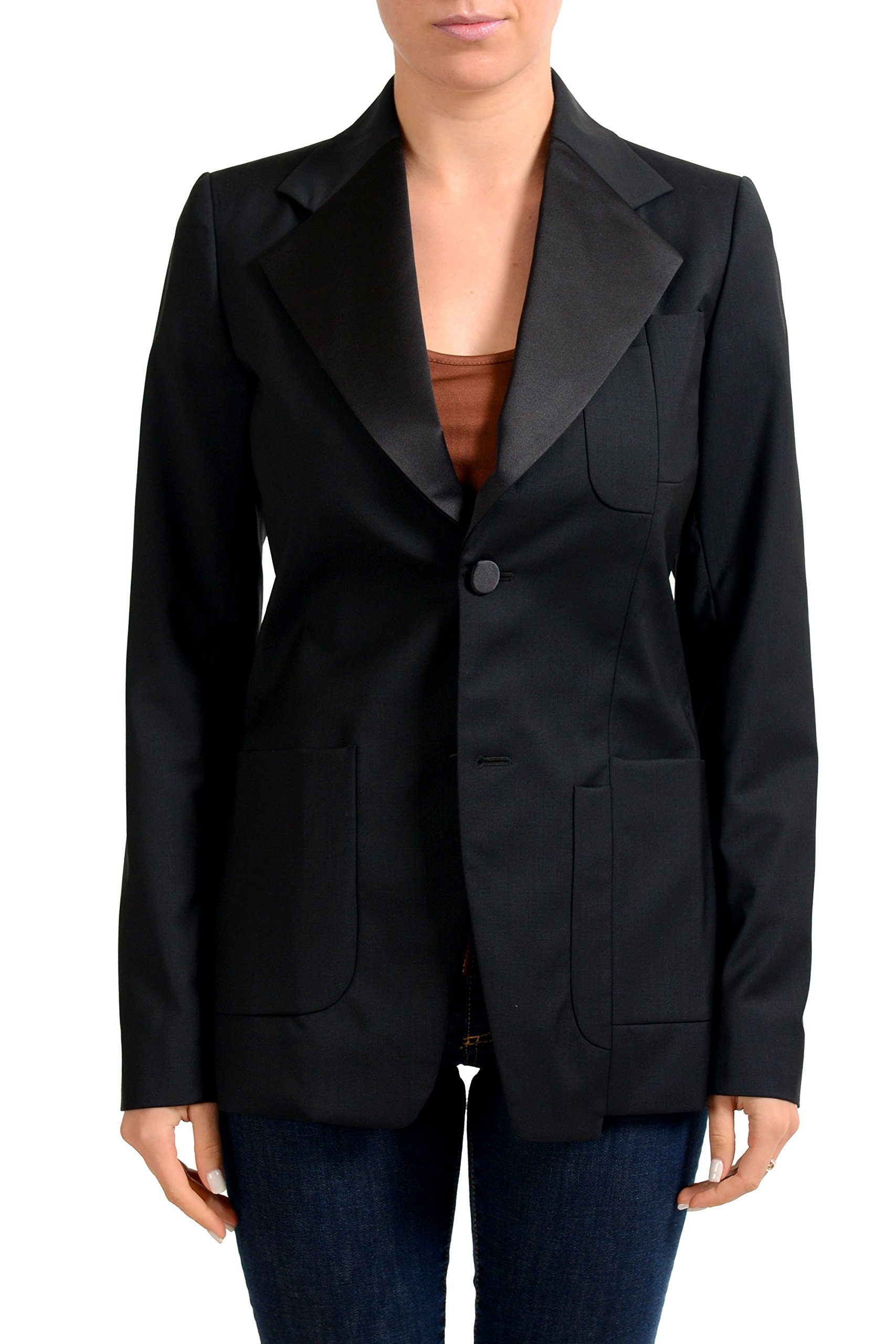 Maison Margiela 100% Wool Black Two Button Women's Blazer - Elegant Office Wear & Formal Jacket for Business Women & Professional Outfits
