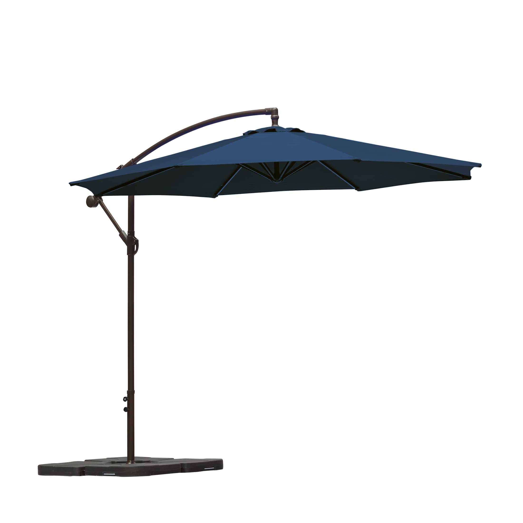 WO Home Furniture 10ft Outdoor Patio Cantilever Umbrella with Stand, Base & 3 Weights - Durable Hanging Shade Kit for Backyard, Poolside, and Garden Relaxation