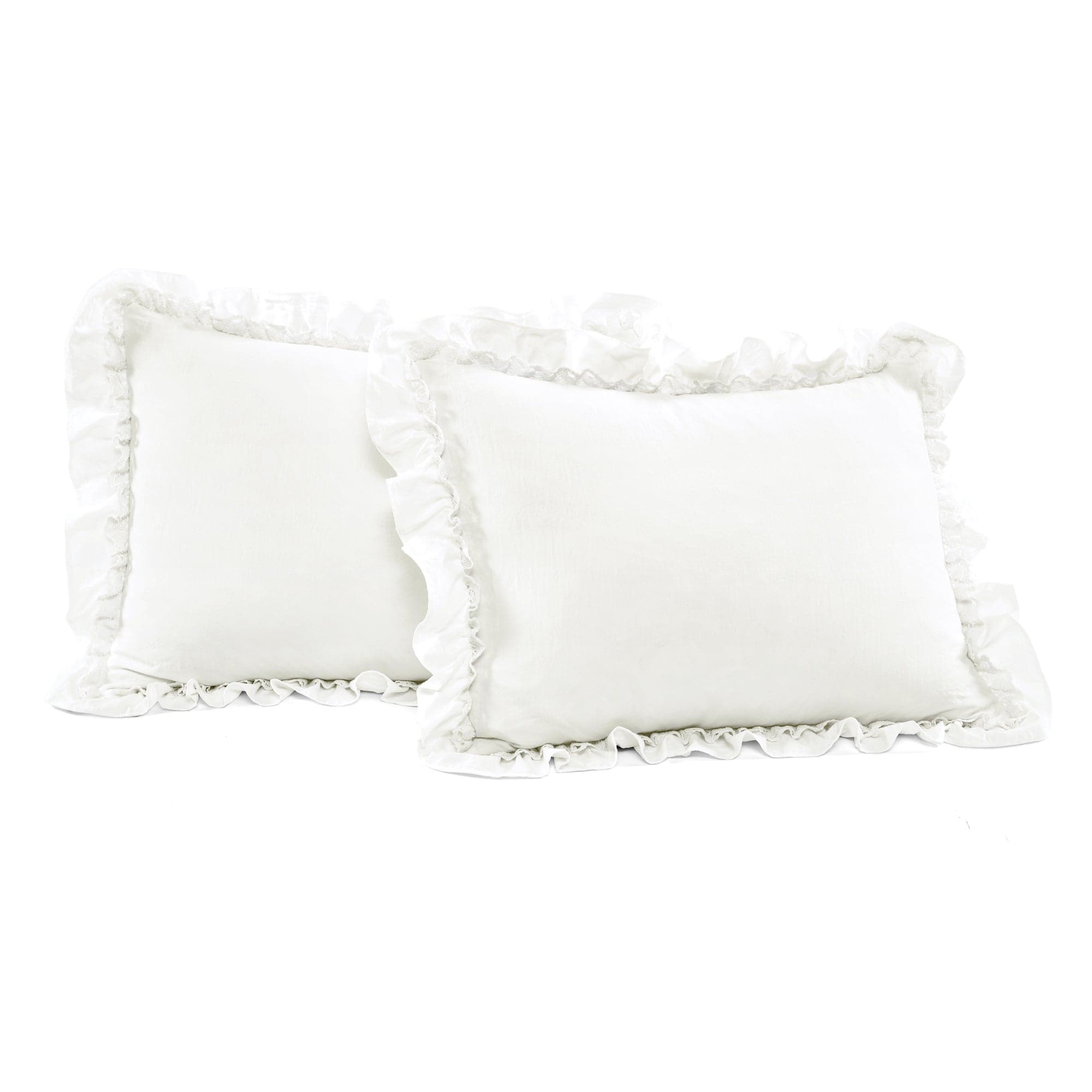 Ella Ruffle Lace 3-Piece Comforter Set - Queen Size Bedding with Pillow Shams - Elegant Lace Trim Luxury Bed Set for Master Bedroom, Guest Room & Hotel Decor