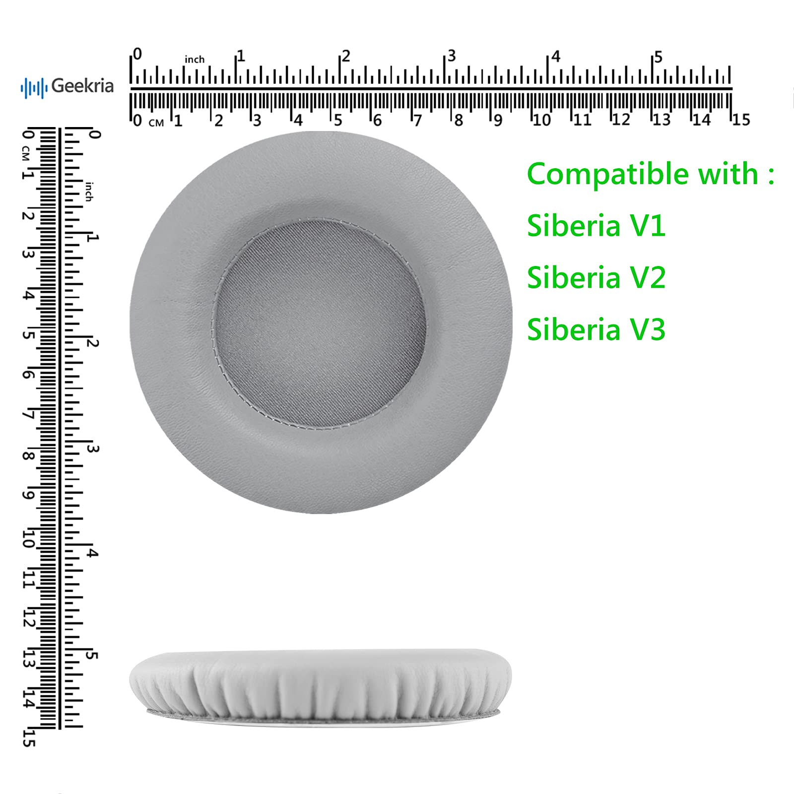 Geekria QuickFit Replacement Ear Pads for SteelSeries Siberia V1 V2 V3 Prism Gaming Headphones - Soft Memory Foam Ear Cushions, Headset Earpads, Repair Parts (Grey) - Perfect for Gaming, Music & Long Wear Comfort