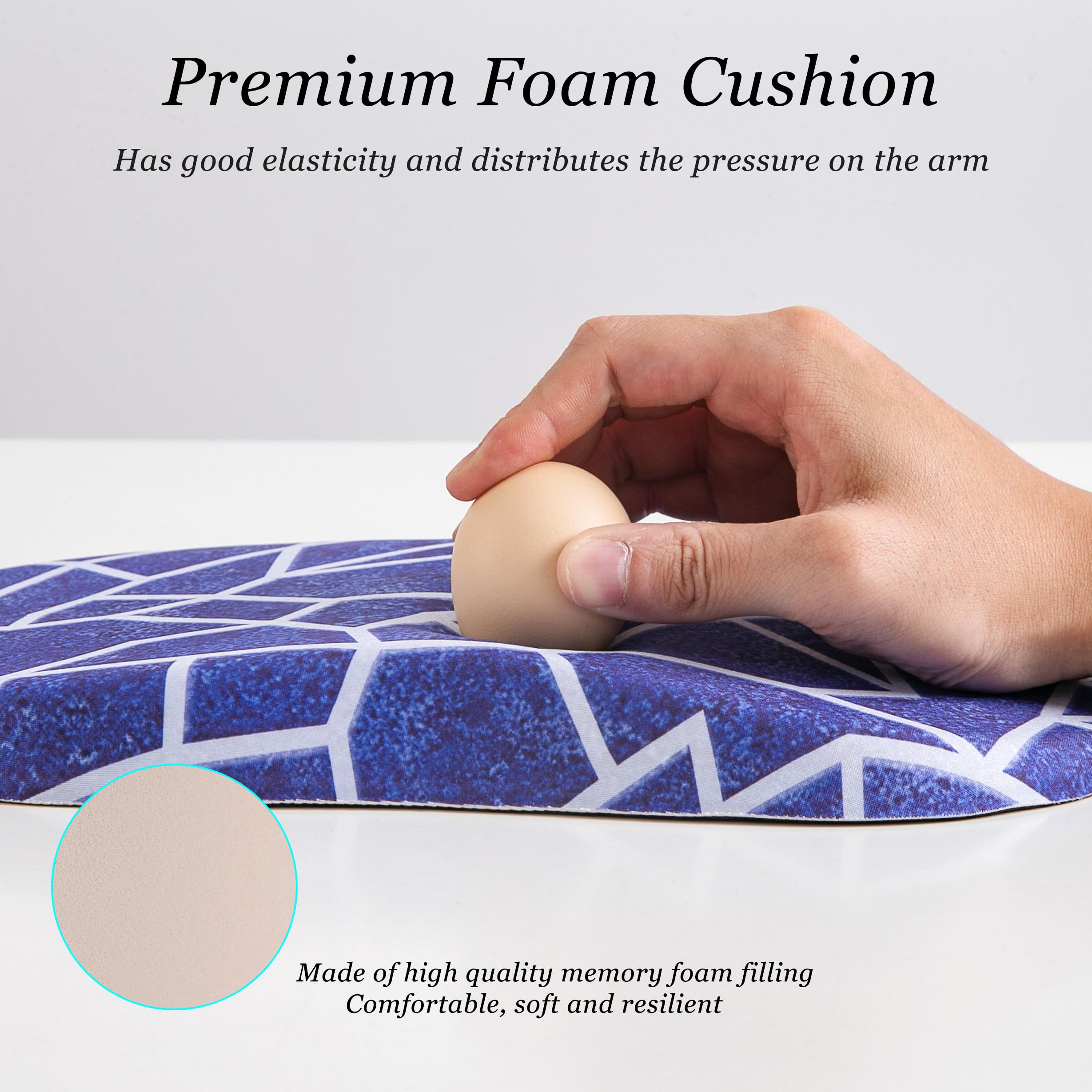 Ergonomic Mouse Pad with Memory Foam Wrist Support - Pain Relief Non-Slip PU Base Computer Mousepad for Office & Home Use - Perfect for Long Hours Typing, Gaming, and Graphic Design (1PC, Geometry Pattern)