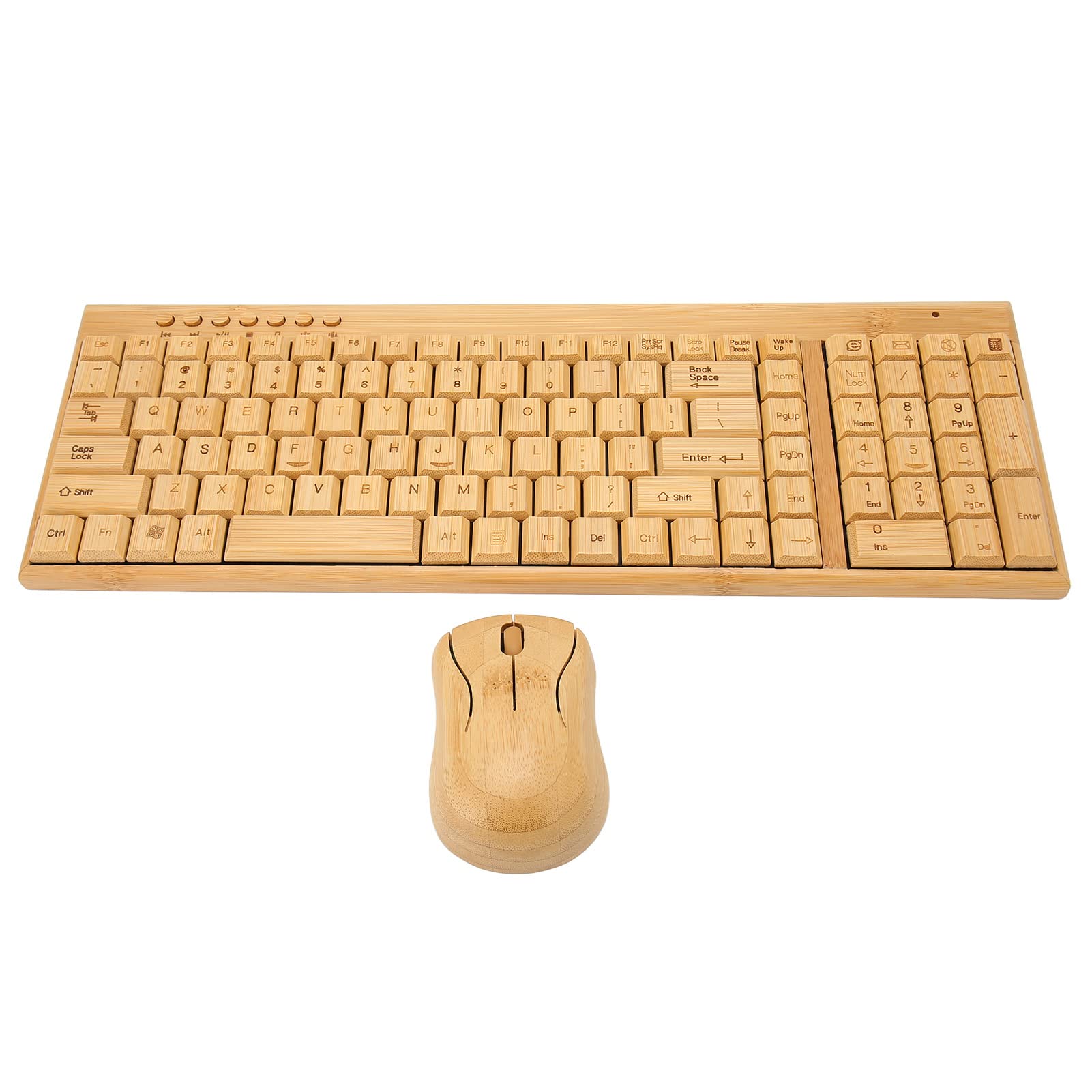 Wireless Bamboo Keyboard and Mouse Combo - 2.4GHz Ergonomic Set with USB Receiver, 1200DPI Adjustable Mouse & Compact Keyboard for PC/Laptop - Perfect for Home Office, Gaming, and Work from Home