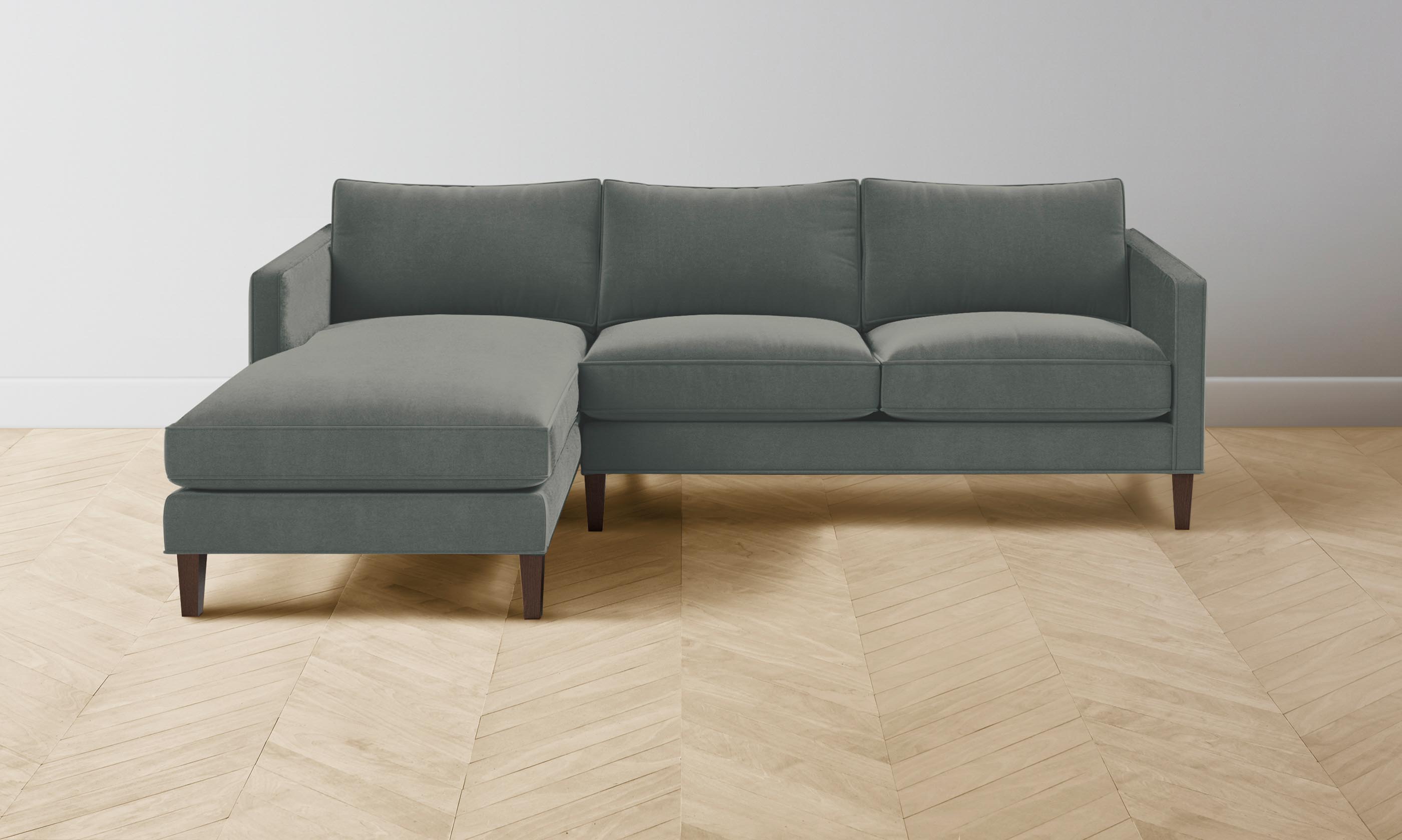 Premium Crosby Sectional Sofa - Luxurious Mohair Fabric in Elegant Fog Gray - Perfect for Living Room, Lounge, or Family Room Comfort