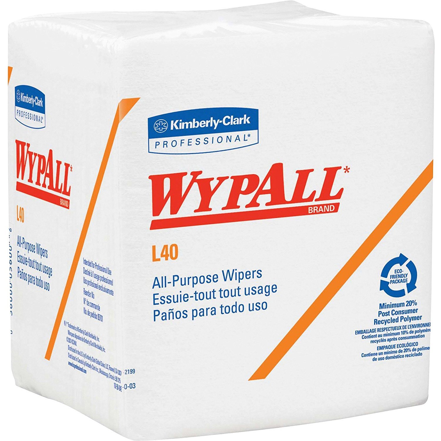KIMBERLY-CLARK PROFESSIONAL 05701 WYPALL L40 Premium Cloth-Like 1/4-Fold Industrial Wipes - 12.5