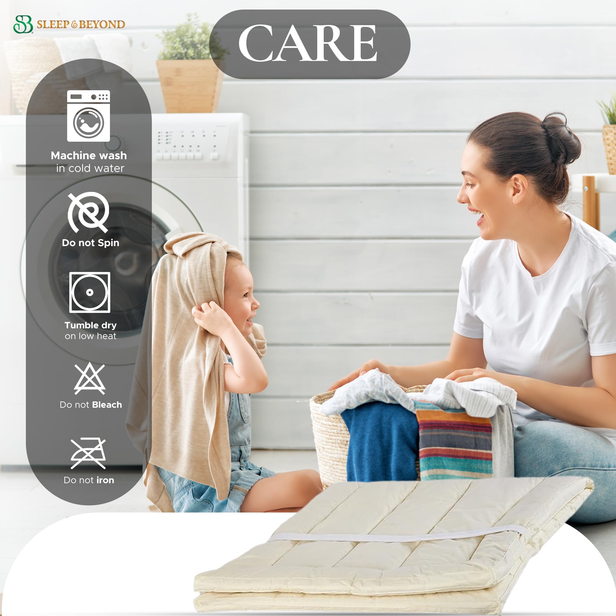 Sleep & Beyond myPad 100% Washable Wool Mattress Pad - 0.5 Inch Thick Natural Wool Fibers, Chemical-Free, All-Season Bedding for Crib (28x52 Inch) - Luxurious Comfort & Long-Lasting Support for Baby's Nursery or Toddler Bed