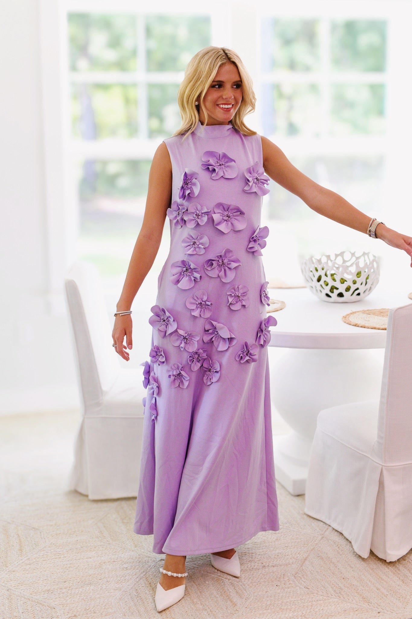 Elegant Purple Floral Embellished Maxi Dress for Women - Perfect for Weddings, Parties & Summer Vacations