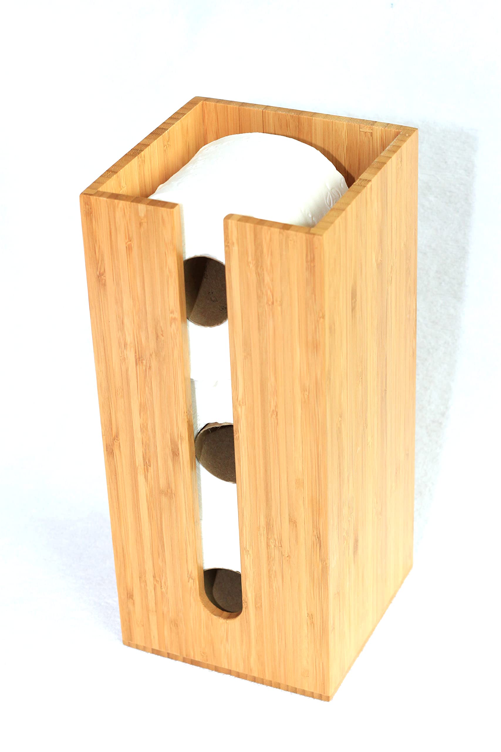 Eco-Friendly Bamboo Toilet Paper Holder - Biodegradable Bathroom Organizer for Toilet Paper Storage | Freestanding & Handmade | Perfect for Small Bathrooms, RVs, and Eco-Conscious Homes