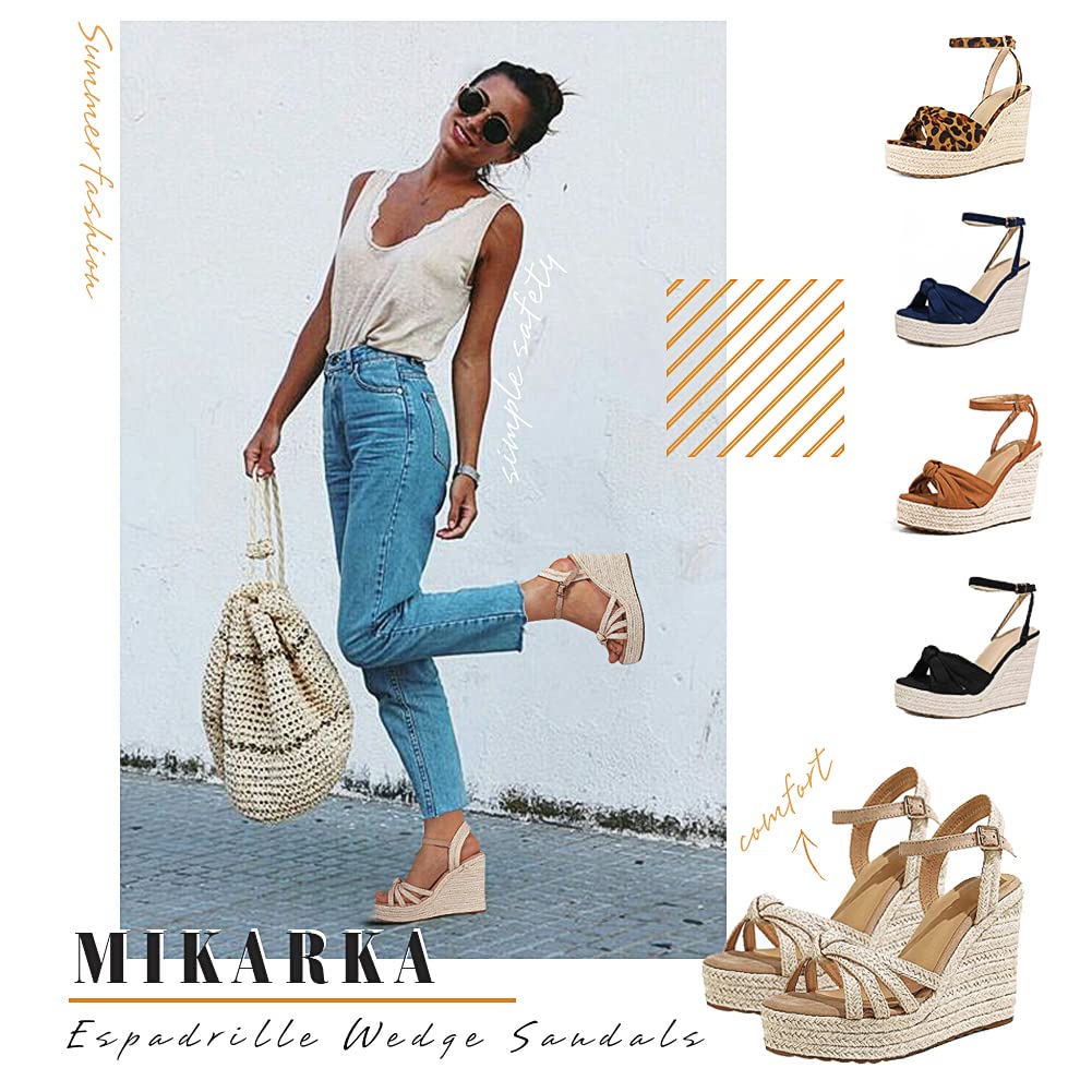 mikarka Women's Platform Ankle Strap Sandals - Open Toe Espadrille Wedge Shoes for Summer | Casual Beach, Vacation & Everyday Wear