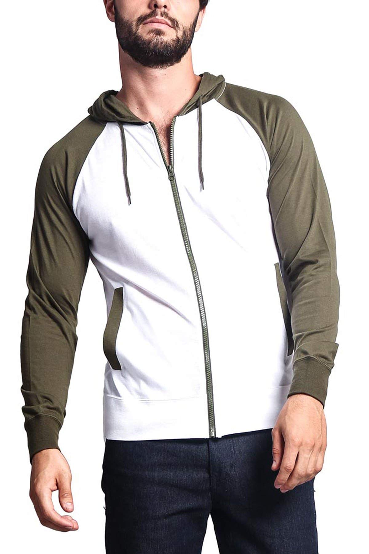 Victorious Men's Lightweight Zip-Up Hoodie Sweatshirt - Comfortable Raglan Sleeve Pullover for Casual Wear, Gym & Outdoor Activities