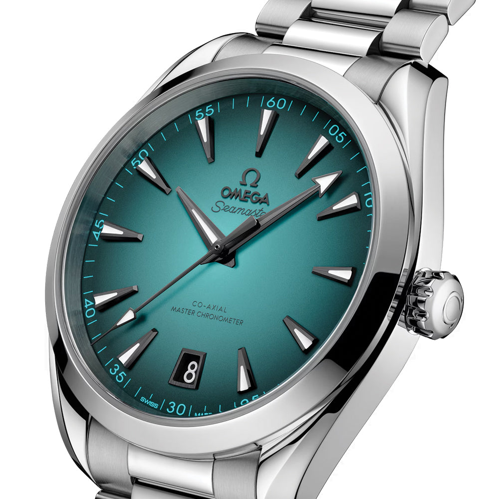 Omega Seamaster Aqua Terra 150M Co-Axial Master Chronometer 41mm Men's Watch - Turquoise Dial on Stainless Steel Bracelet - Luxury Dive Watch for Swimming, Sailing & Formal Occasions