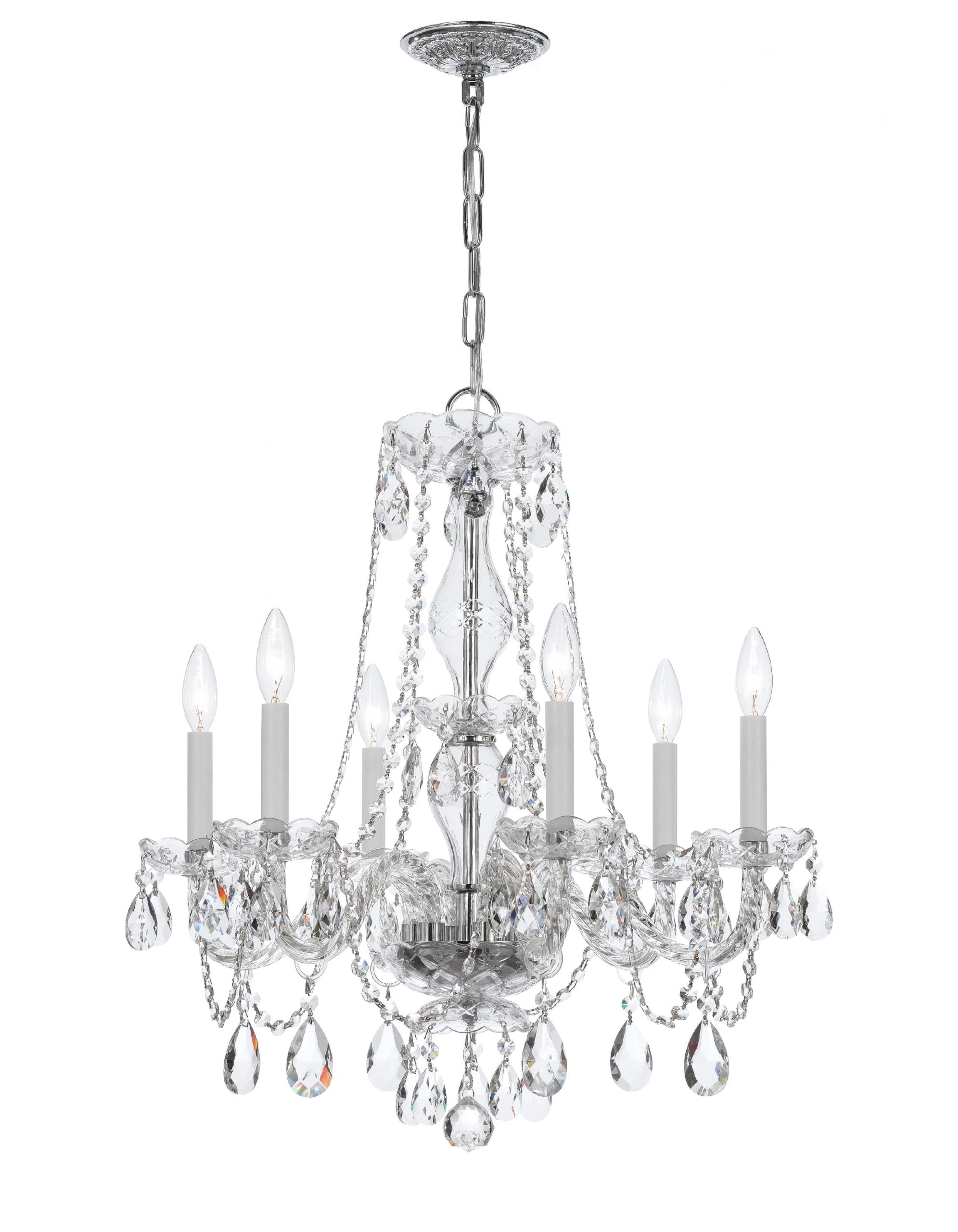 Spectra Crystal 6-Light Chandelier - Polished Chrome Finish, Traditional Elegant Lighting for Dining Room, Living Room, or Entryway