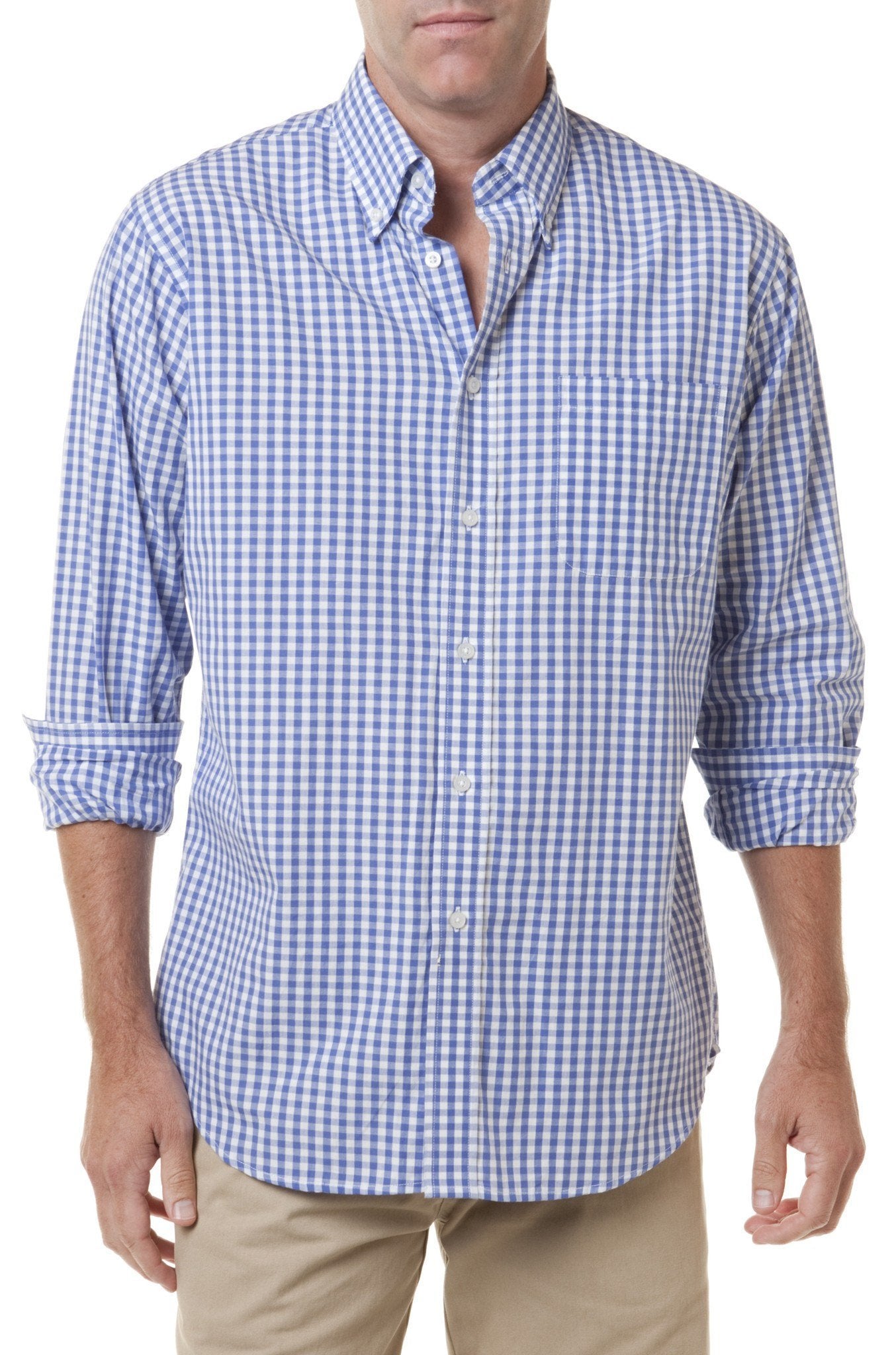 Royal Blue Wide Gingham Chase Shirt - Casual Button Down Shirt for Men | Perfect for Office, Date Night & Summer Outings