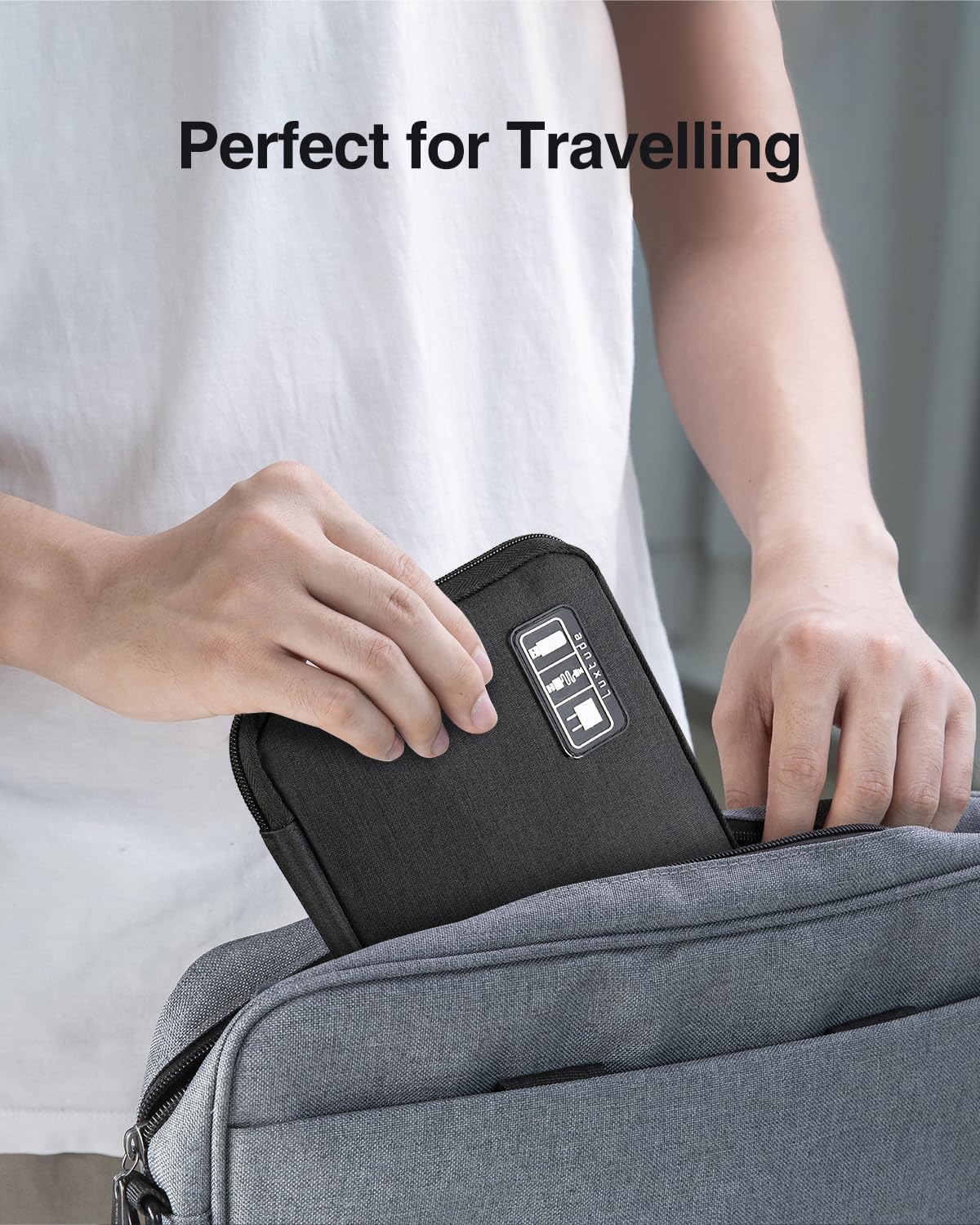 Luxtude Premium Cord Organizer Travel Bag - Portable Charger & Cable Storage Case - Tech Organizer for Travel Essentials - Perfect for Business Trips, Vacations & Daily Commute