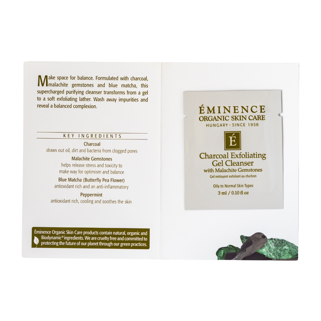 Eminence Organics Charcoal Exfoliating Gel Cleanser - Deep Pore Cleansing & Exfoliating Face Wash for Acne & Blackheads - Perfect for Oily & Combination Skin - Morning & Night Skincare Routine