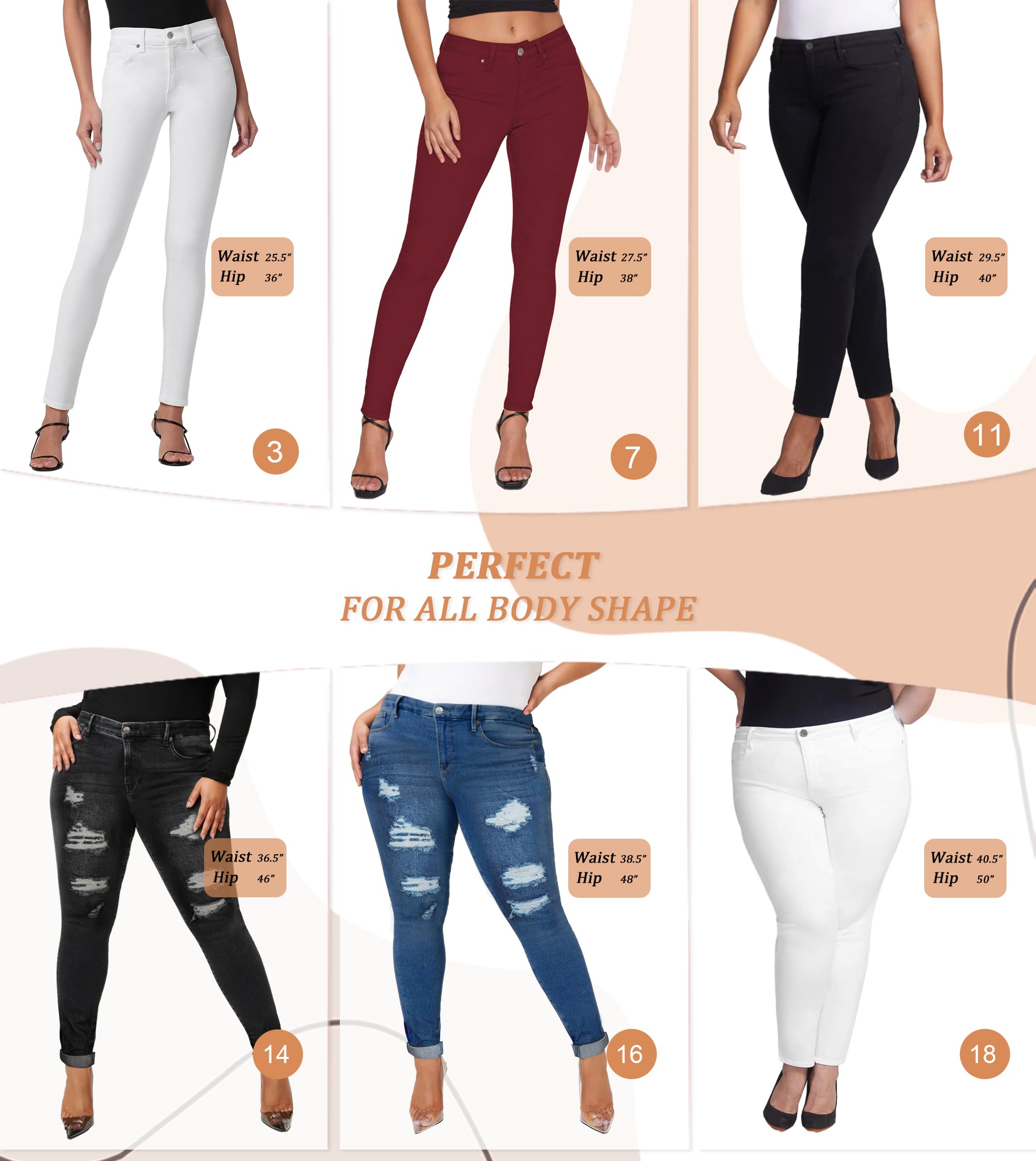 Hybrid & Company Women's Butt Lift Super Comfy Stretch Ripped Skinny Jeans - High Waisted Slim Fit Denim Pants for Casual Wear & Night Out