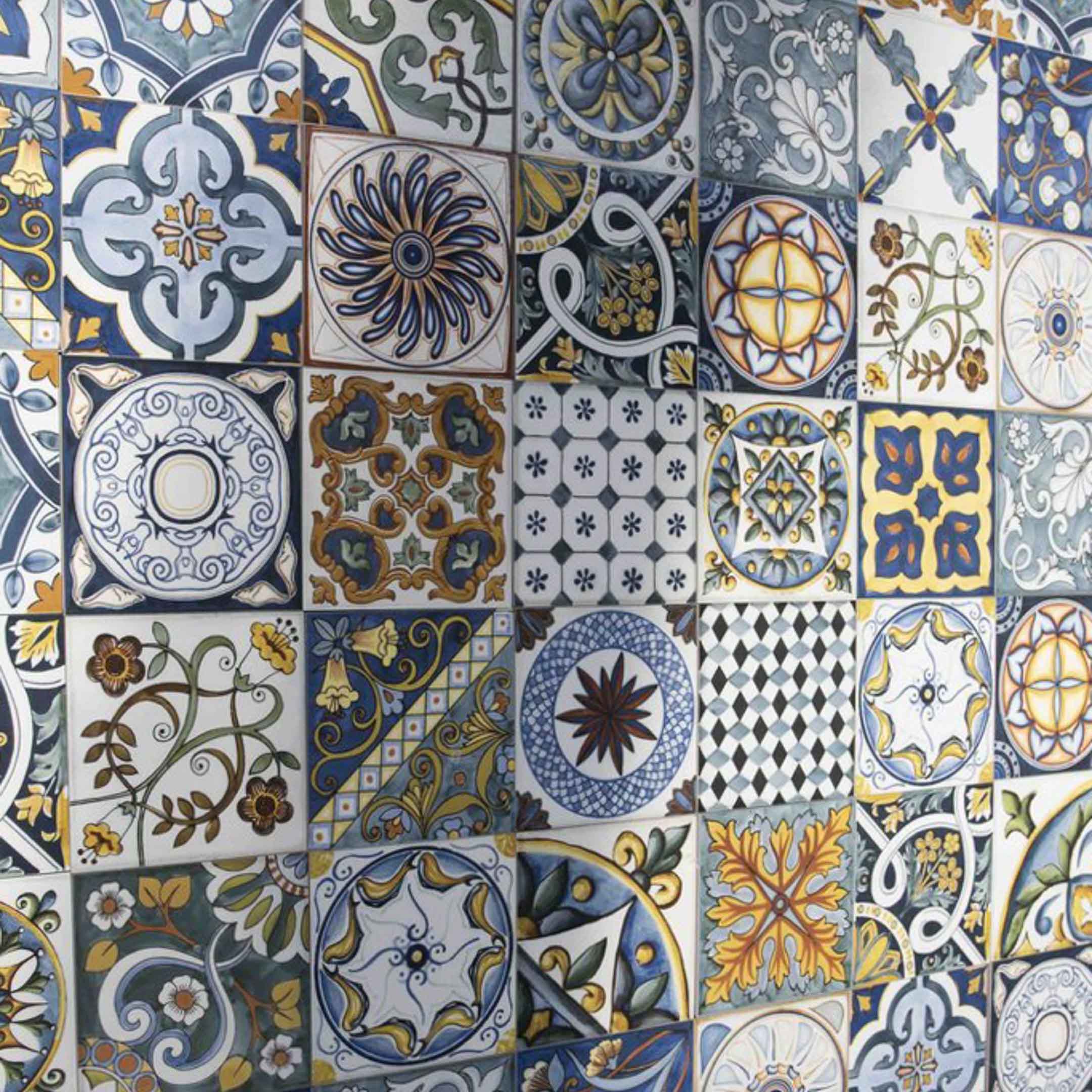 Vita Sole Mix Spanish Encaustic Tile - Handmade Cement Floor & Wall Tiles for Kitchen, Bathroom, Patio & Outdoor Decor