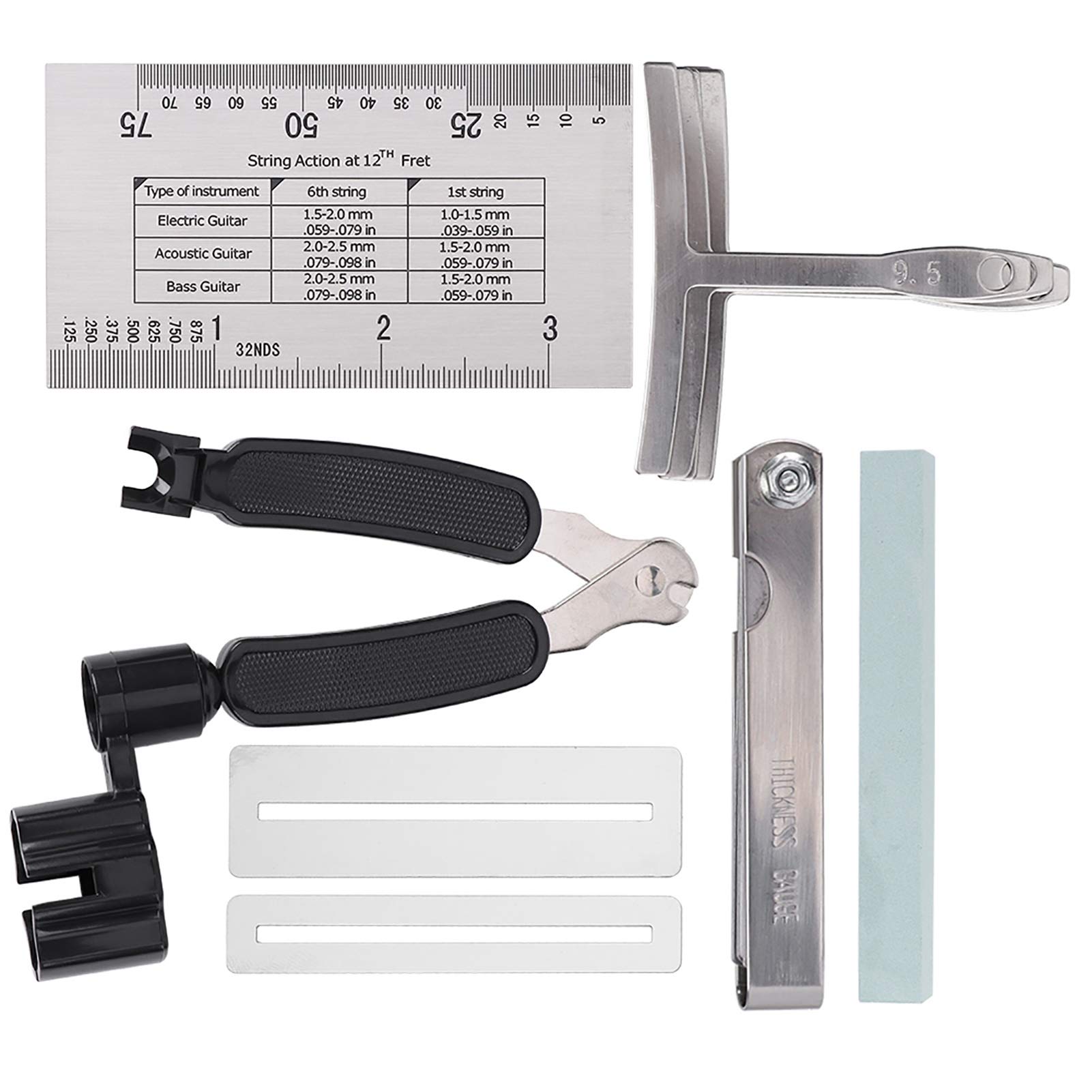 Professional Guitar Tool Set - Stainless Steel Radius Gauge & Pitch Bass Kit for Electric Guitar Maintenance | Perfect for Guitar Setup, Repair & DIY Adjustments at Home or Studio