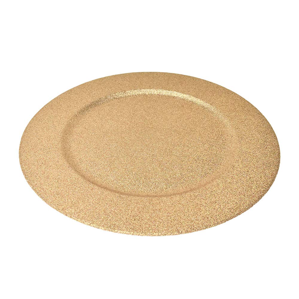 Homeford 13-Inch Rose Gold Glitter Round Charger Plate - Elegant Dinnerware for Weddings, Parties & Holiday Table Decor