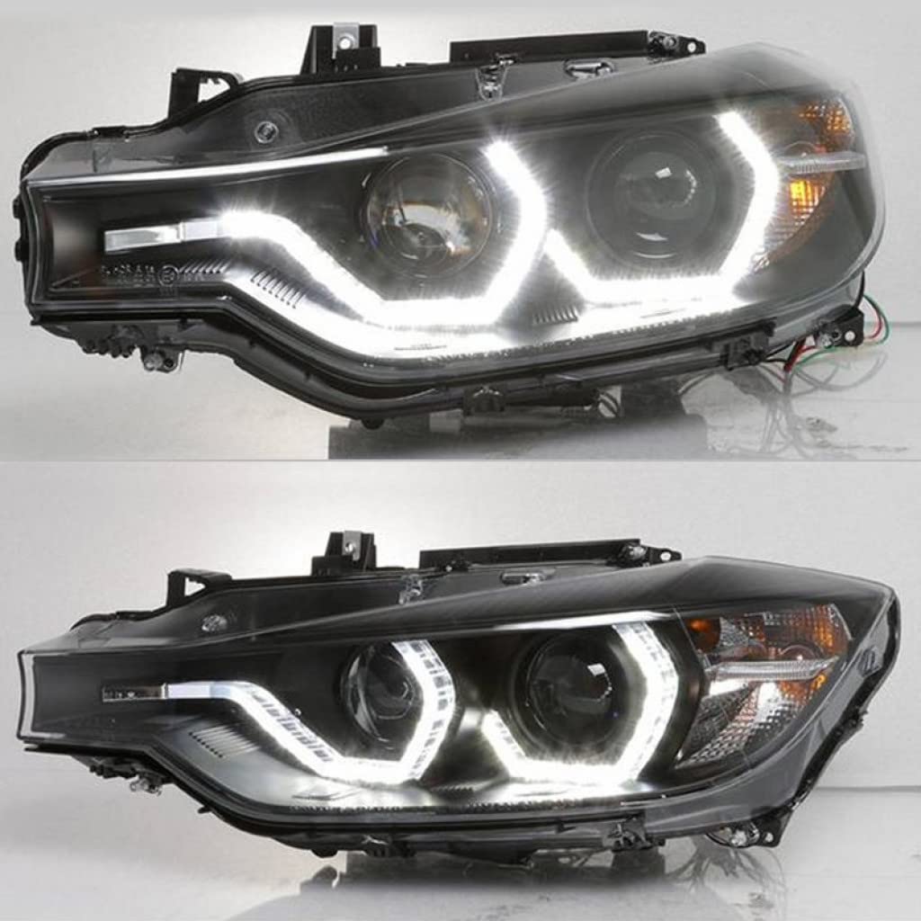 BMW 320i xDrive 2013-2014 Spyder Projector Headlights Pair - Black (Part# 5086754) | High-Performance LED Headlights for Night Driving & Enhanced Visibility