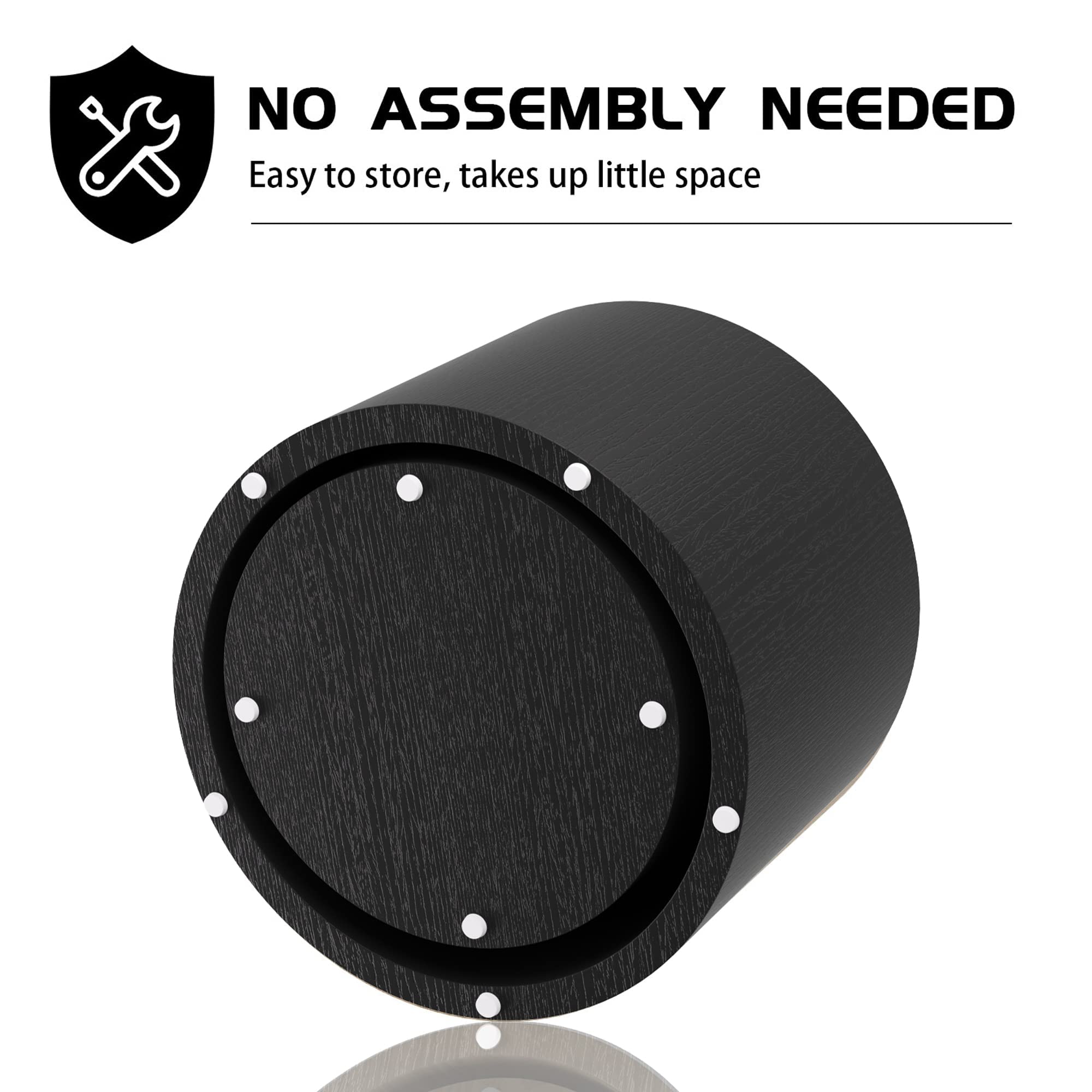 Yoglad 2-Piece Nesting Coffee Table Set with Ottoman - 18 Inch Round Wood Side Tables in Matte Black for Living Room & Office - No Assembly Required - Perfect for Small Spaces, Modern Decor & Extra Seating