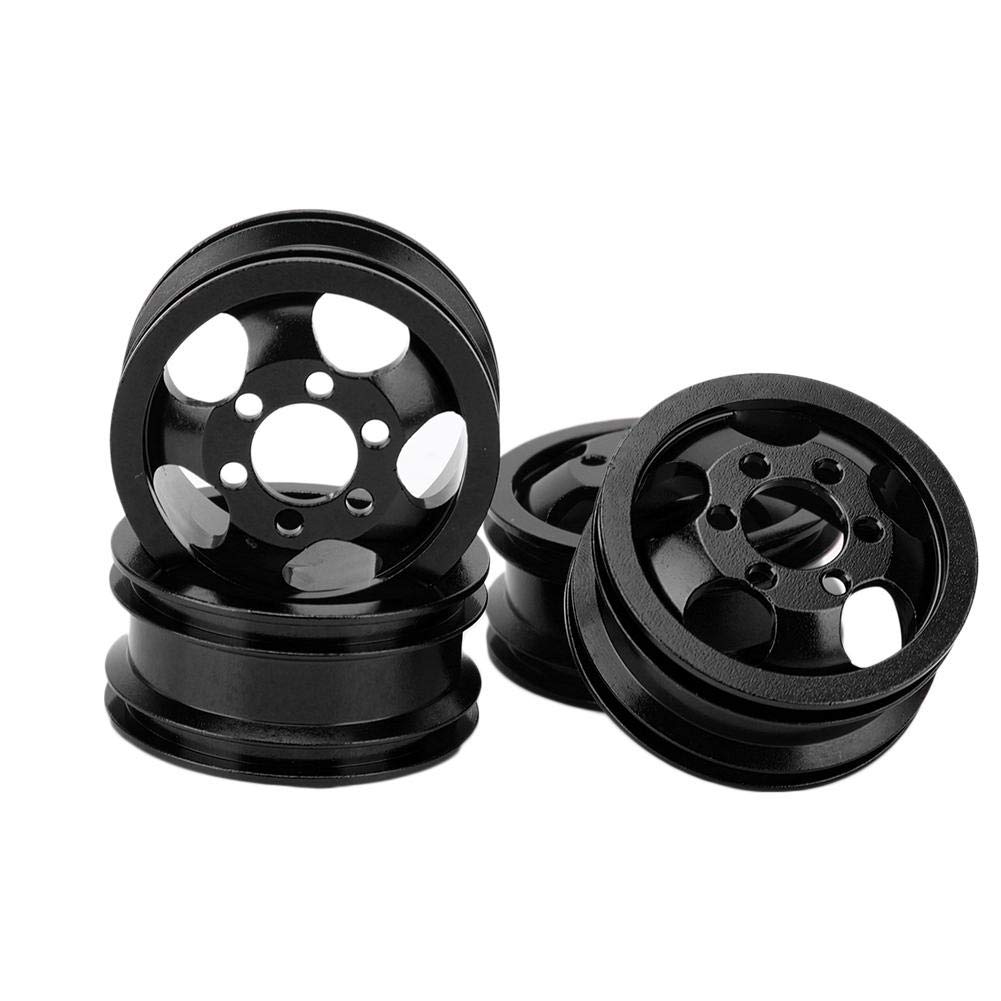 Ichiias Durable 4Pcs RC Car Wheel Hub with Short Adapter, Black RC Crawler Truck Wheel Rim Hub for Remote Control Vehicles, Ideal for Off-Road and Rock Crawling Adventures