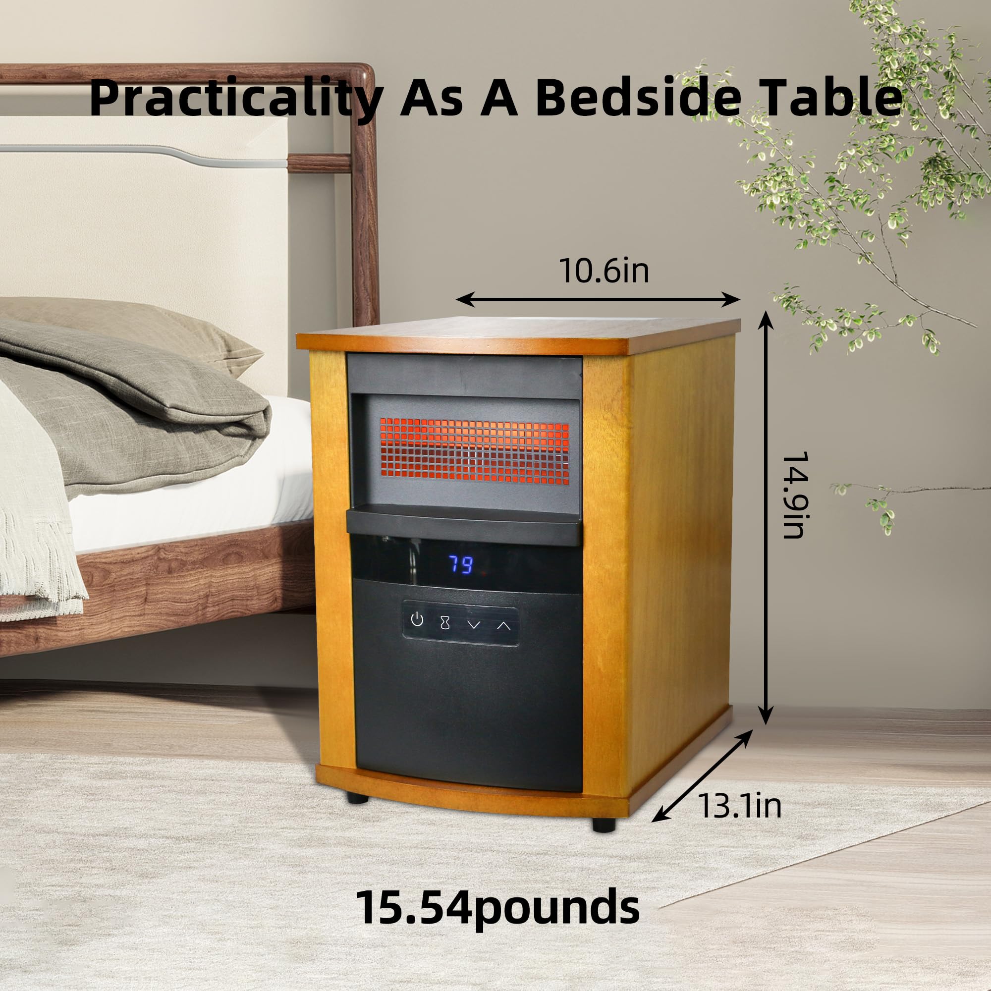 WEWARM 1500W Infrared Space Heater - Portable Electric Heater with High Heat Output, Thermostat & Remote Control, 1-12H Timer, Safety Protection for Home, Office & Bedroom | Energy Efficient Indoor Heating Solution