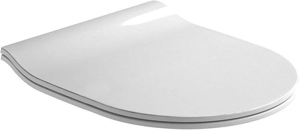 Emma Collection Slim Fixed Cushioned Toilet Seat Cover - White Urea Finish, 37.8 x 4.8 x 45.5 cm (Ref 51665) - Perfect for Modern Bathrooms & Space-Saving Solutions