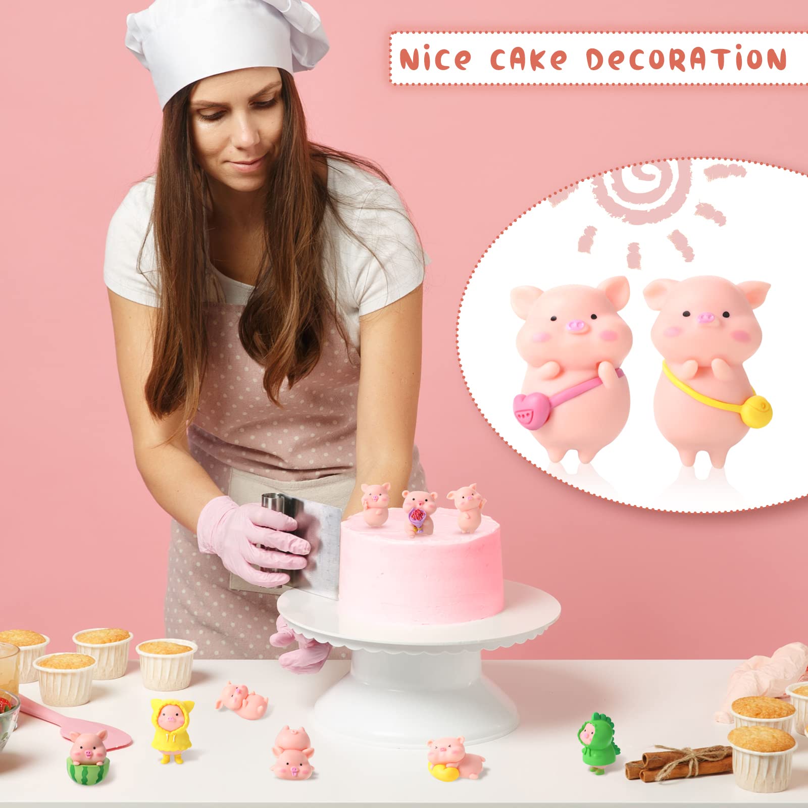 19 Pcs Mini Pig Figurines - Cute Animal Toy Set for Cake Toppers, Home Desk Decor, Birthday Party Supplies | Perfect for Farm Theme Parties, Baby Showers & DIY Crafts