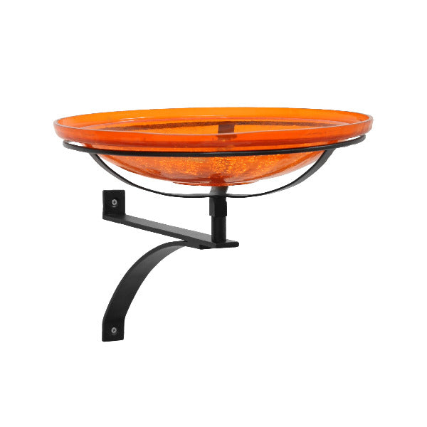 Handmade Mandarin Crackle Glass Birdbath Bowl - Outdoor Garden Decoration for Birds & Wildlife - Perfect for Patio, Yard & Backyard Bird Watching