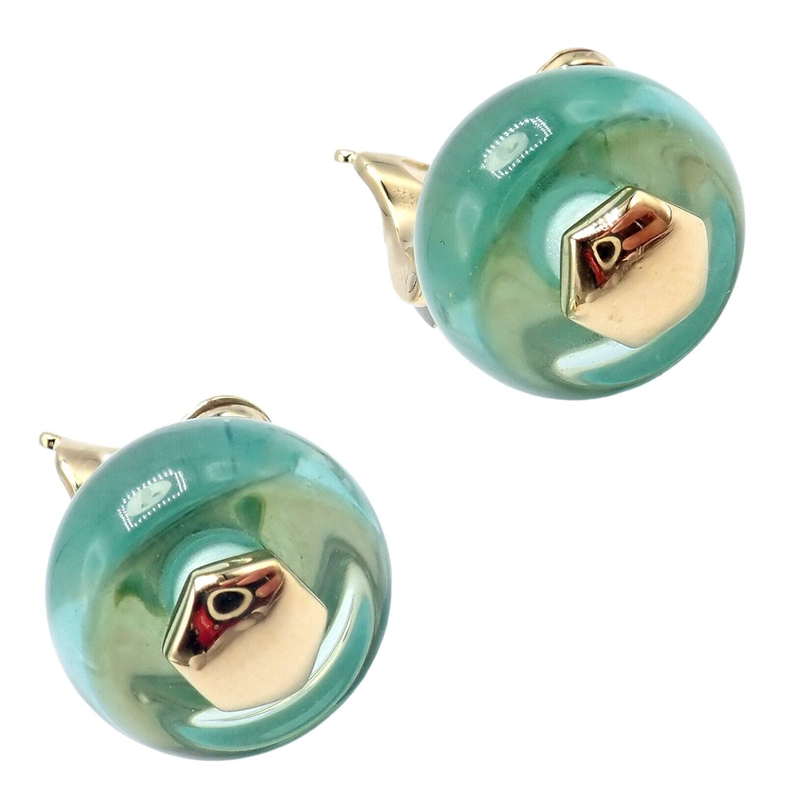 Authentic Vintage Marina B 18k Yellow Gold Pneu Crystal Earrings - Luxury Jewelry for Women, Perfect for Parties, Weddings & Special Occasions