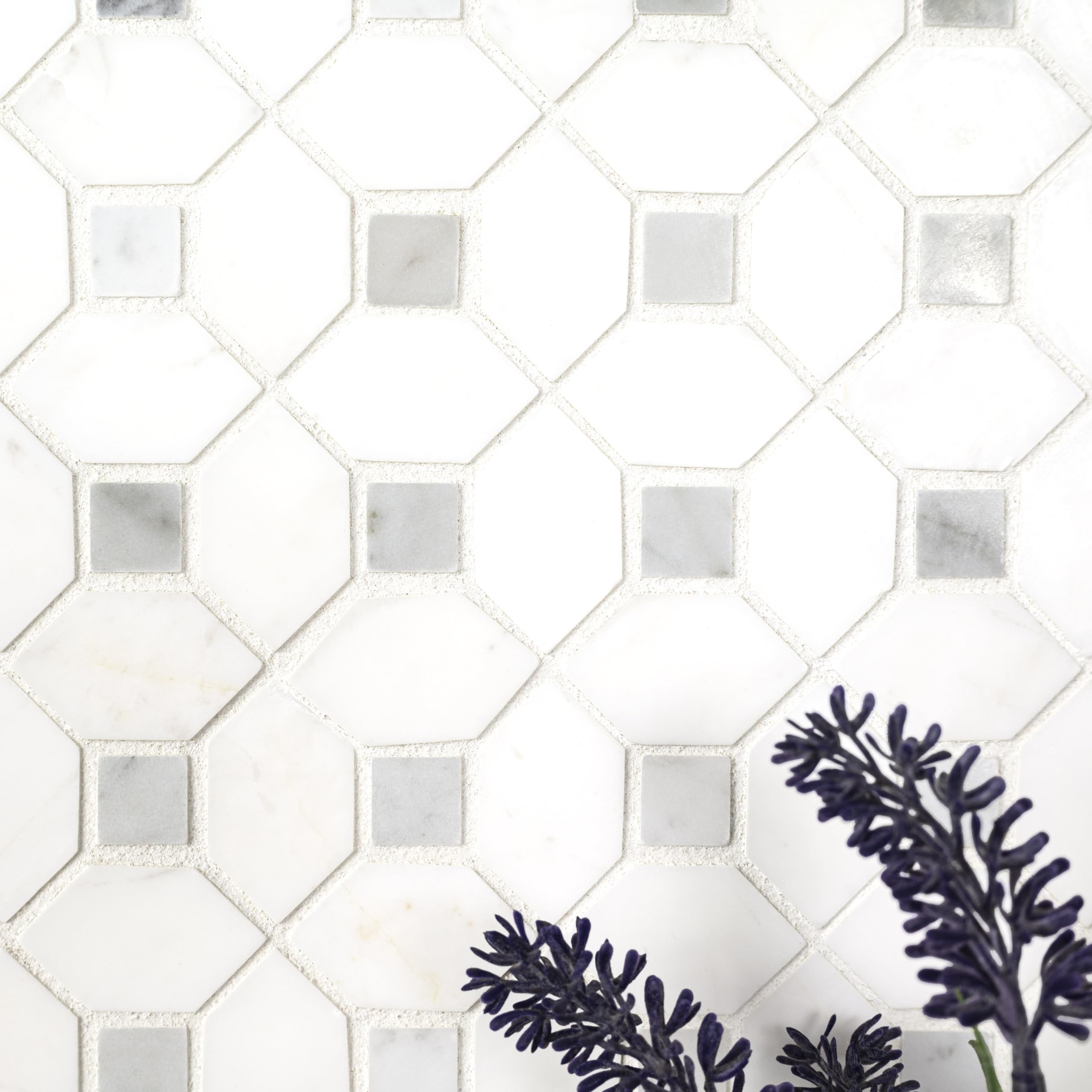 MSI Bianco Dolomite Dotty Polished Marble Mosaic Tile - 12x12 Inch Mesh-Mounted for Kitchen Backsplash, Bathroom Wall, Shower Tile & Accent Wall - Elegant Natural Stone Design for Home Renovation and Interior Decor